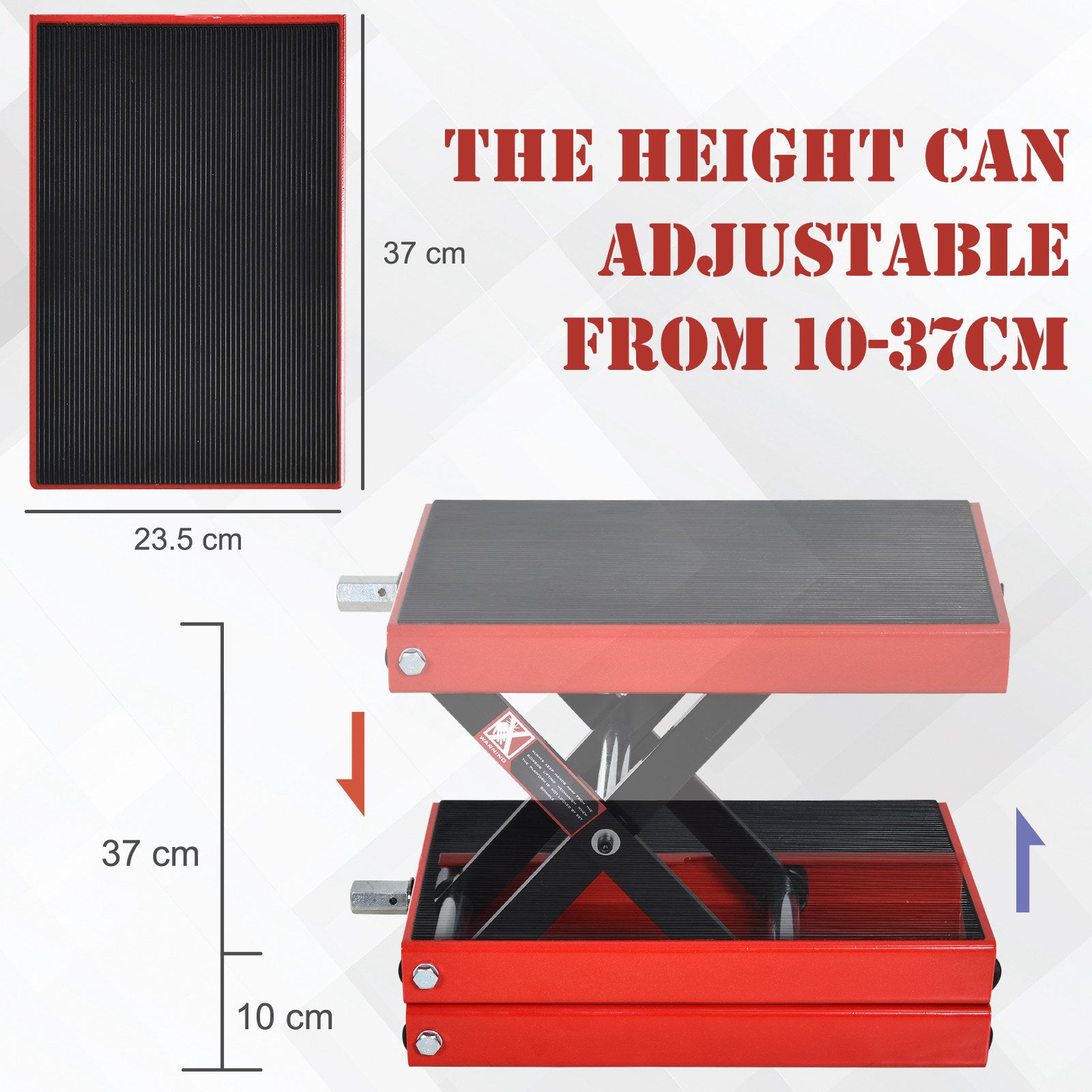 DURHAND 500KG Motorcycle Scissor Lift Jack, Height Adjustable Motorbike Stand with Anti-Slip Wide Deck, Heavy Duty Steel Motorbike Repair Lift Hoist Stand for Home Garage, Red - North Peak Garden Furniture