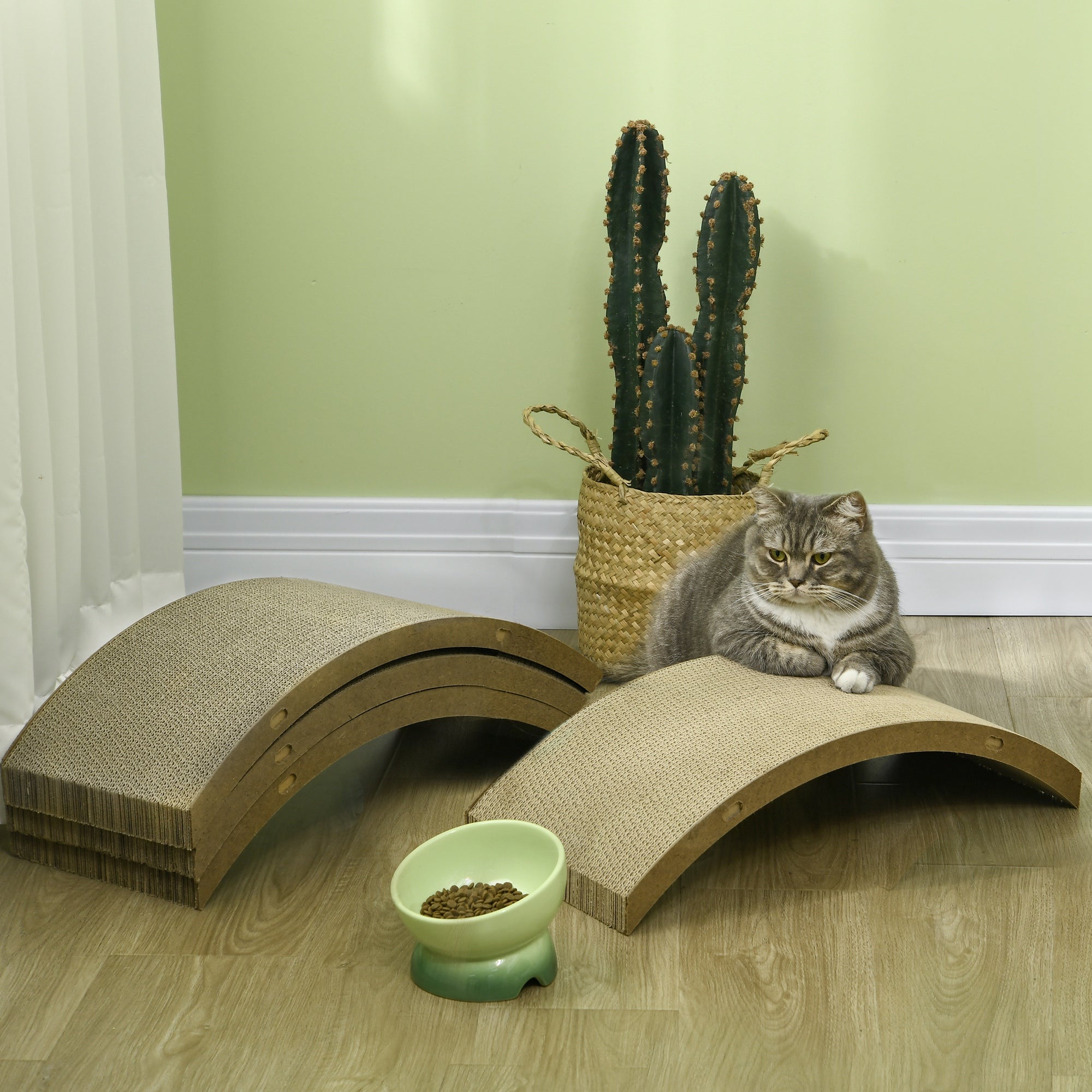 PawHut Four-Piece Cat Scratching Board, Cat Treadmill Replacement, 55 x 26cm - Brown - North Peak Garden Furniture