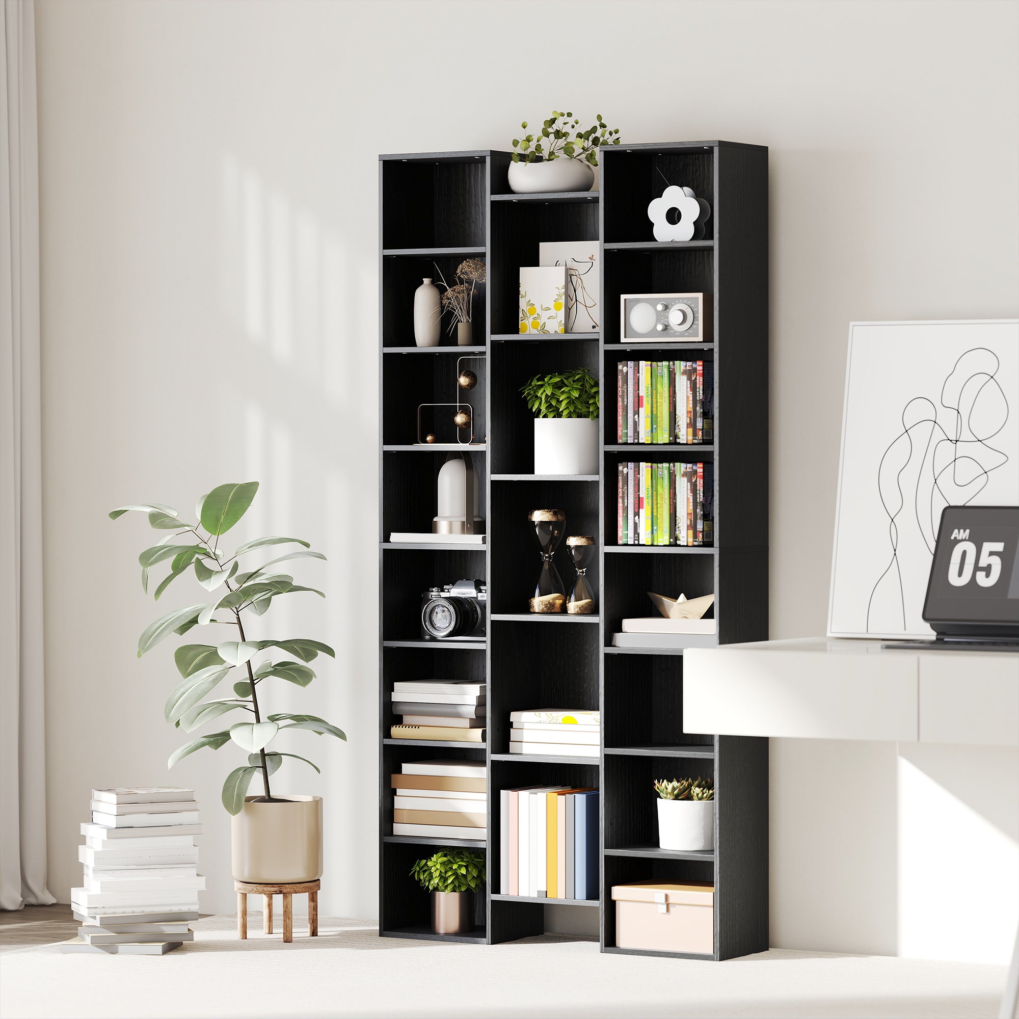 HOMCOM 21-Compartment Bookshelf - Black