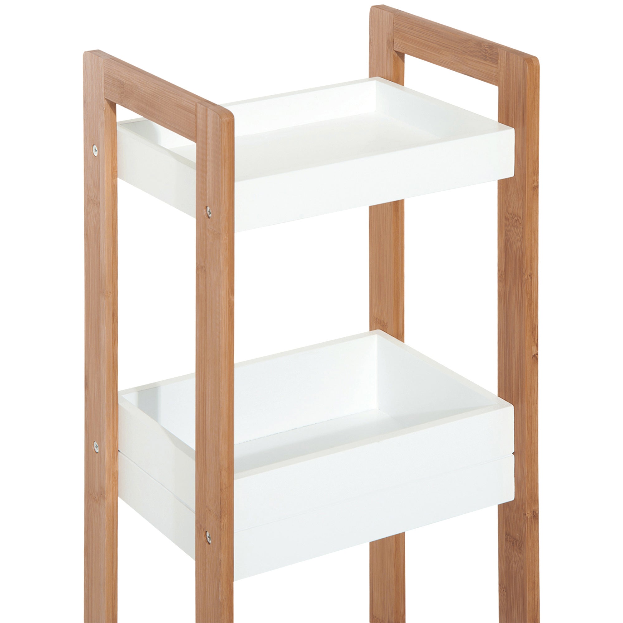 HOMCOM 3-Tier Bathroom Rack Storage Shelf Bamboo Organiser Shower Tower for Narrow Place - North Peak Garden Furniture