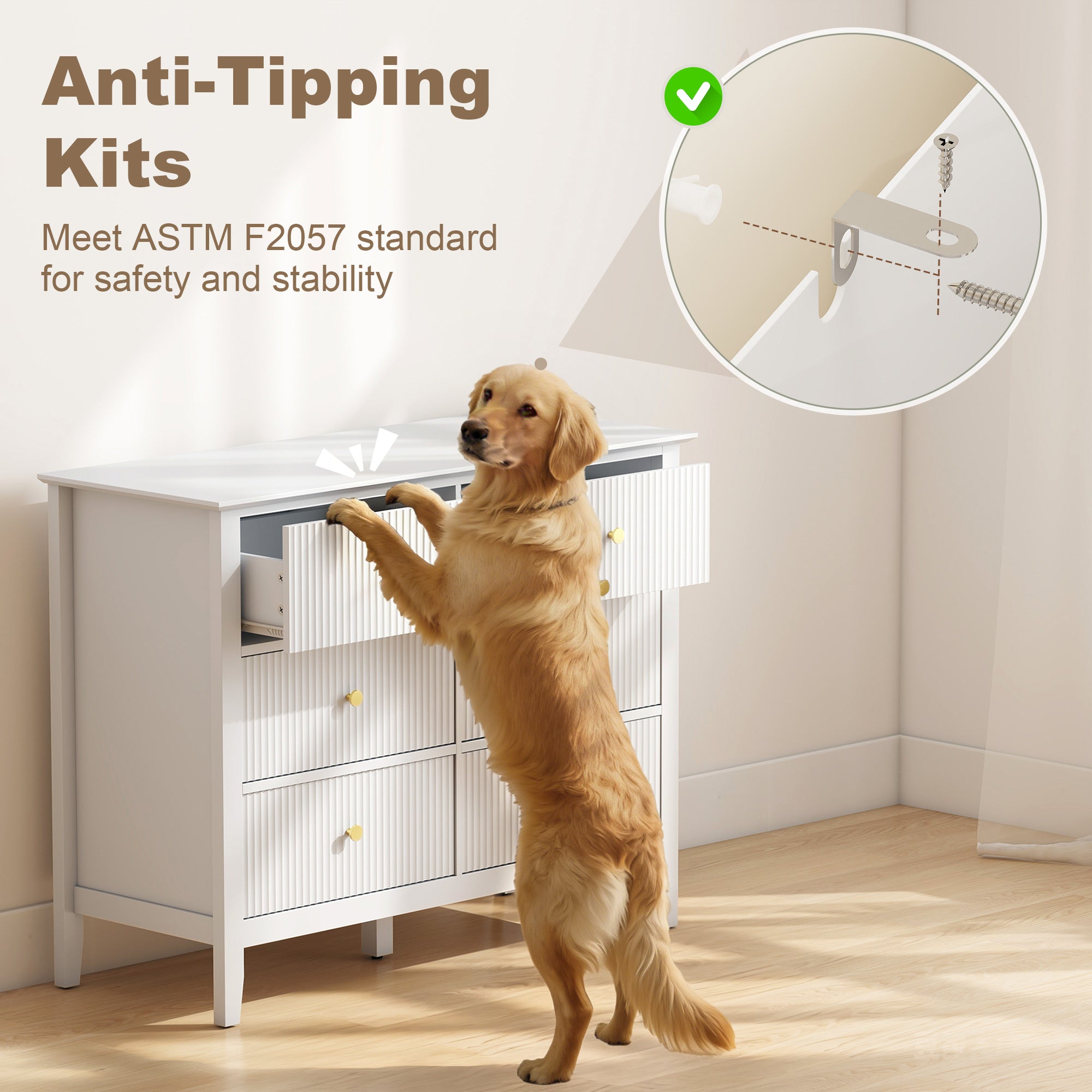 HOMCOM Fluted Dresser, 6 Drawer Chest of Drawers for Bedroom, Living Room, Hallway, Closet, White