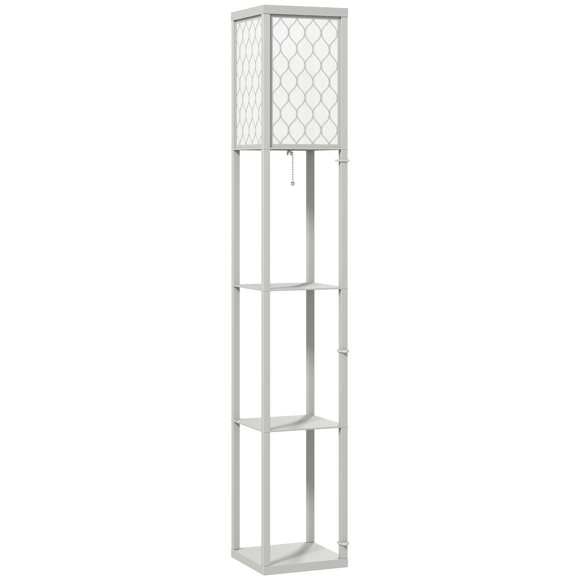 HOMCOM Three-Shelf Standing Lamp - Grey/White - North Peak Garden Furniture