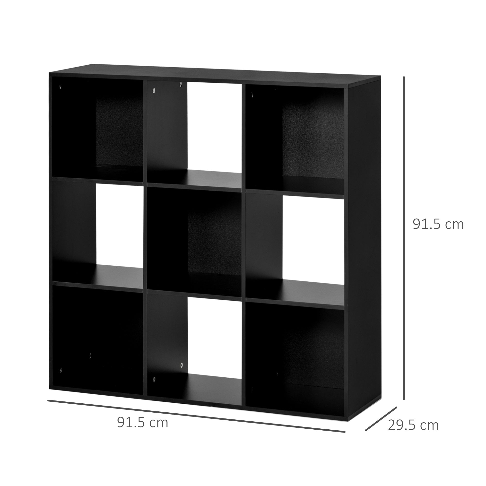 HOMCOM 3-tier 9 Cubes Storage Unit Particle Board Cabinet Bookcase Organiser Home Office Shelves Black - North Peak Garden Furniture