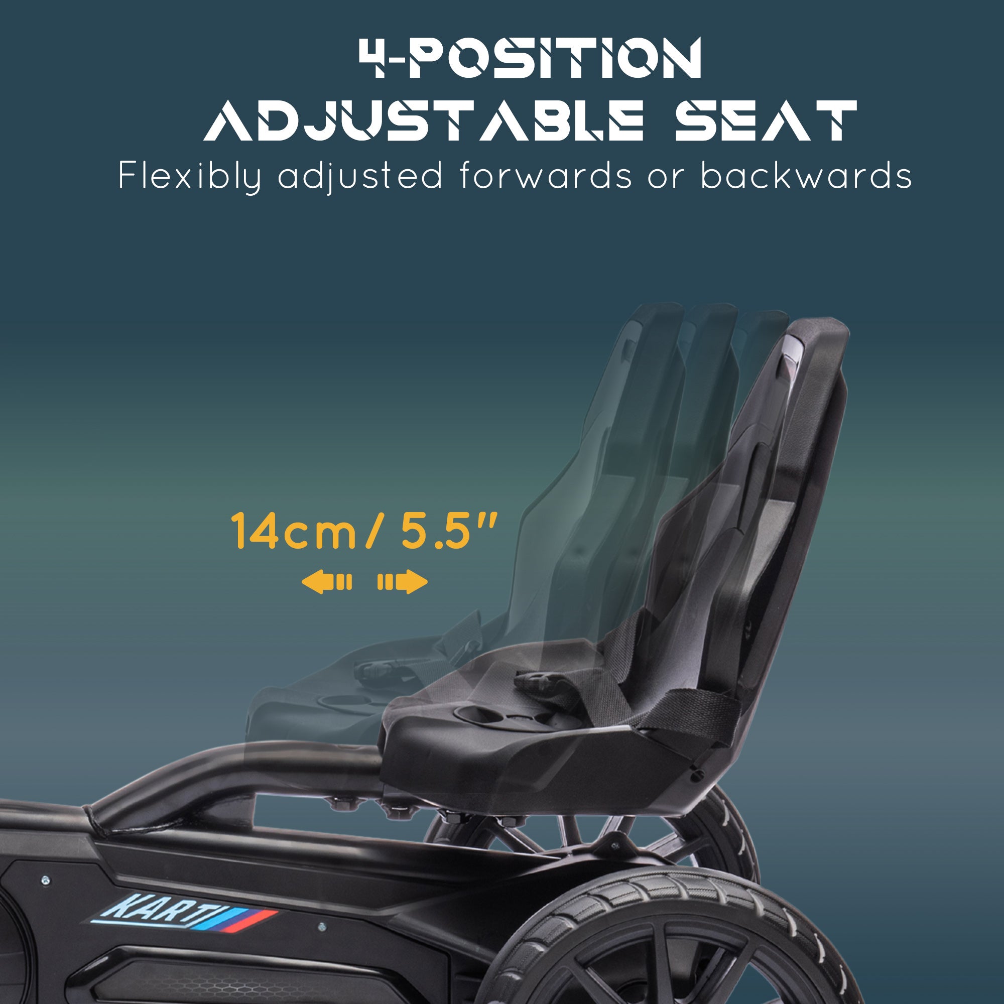 HOMCOM Kids Pedal Go Kart, with Adjustable Seat, EVA Wheels, Seat, Handbrake - Black - North Peak Garden Furniture