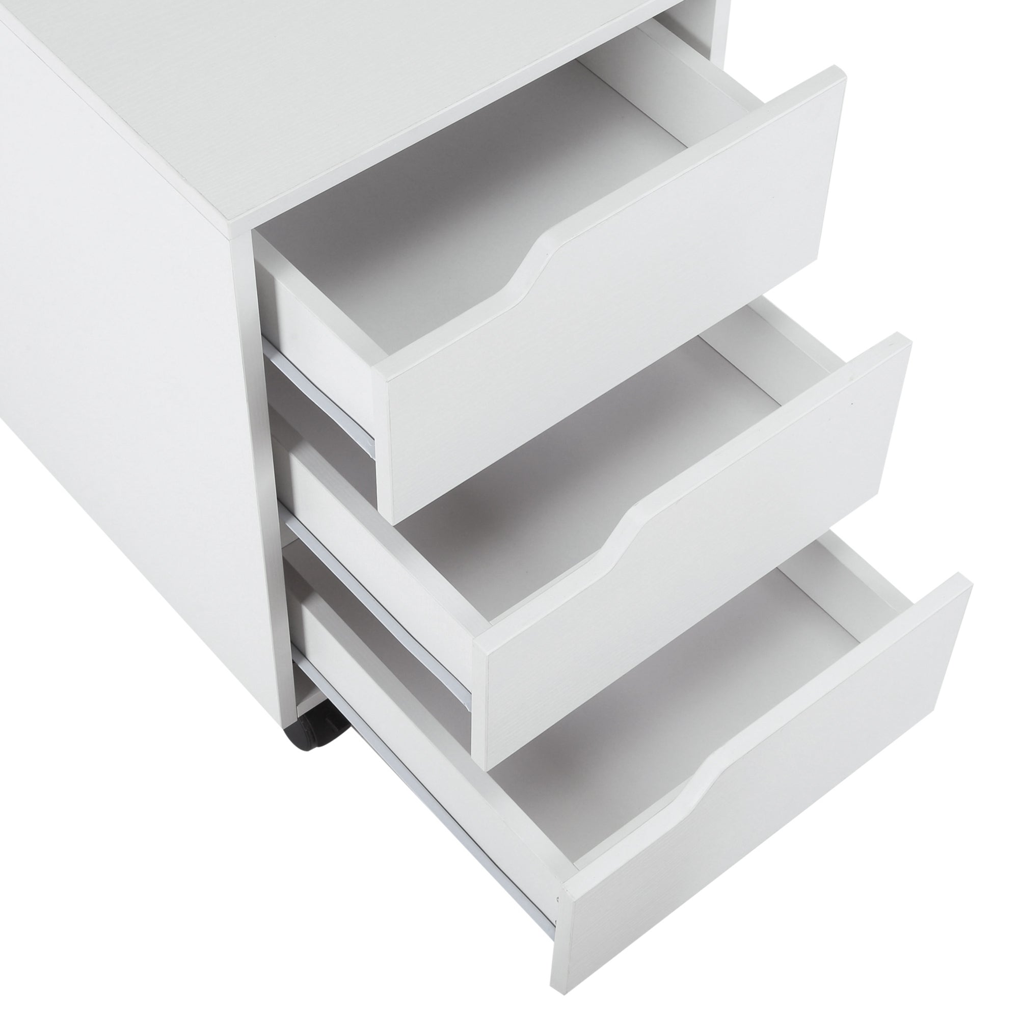 HOMCOM 3 Drawer Mobile File Cabinet, Vertical Filing Cabinet with Wheels for Home Office, White - North Peak Garden Furniture
