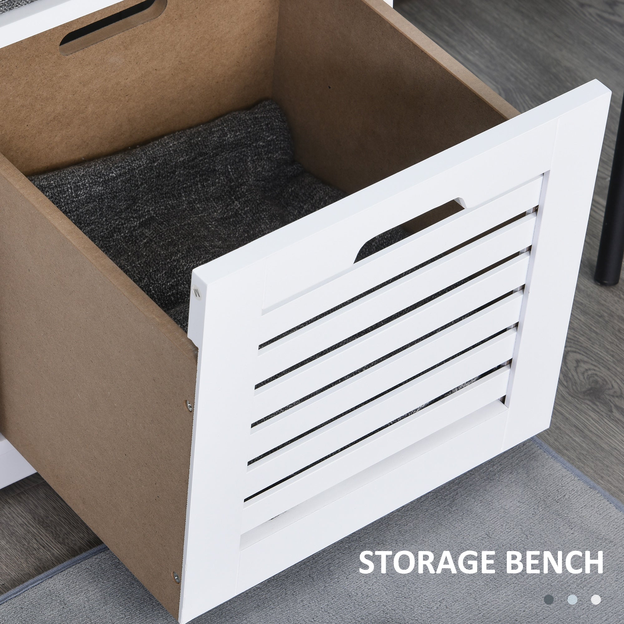 HOMCOM Shoe Storage Bench with 3 Drawers & Removable Grey Seat Cushion Hallway Organisation furniture - North Peak Garden Furniture