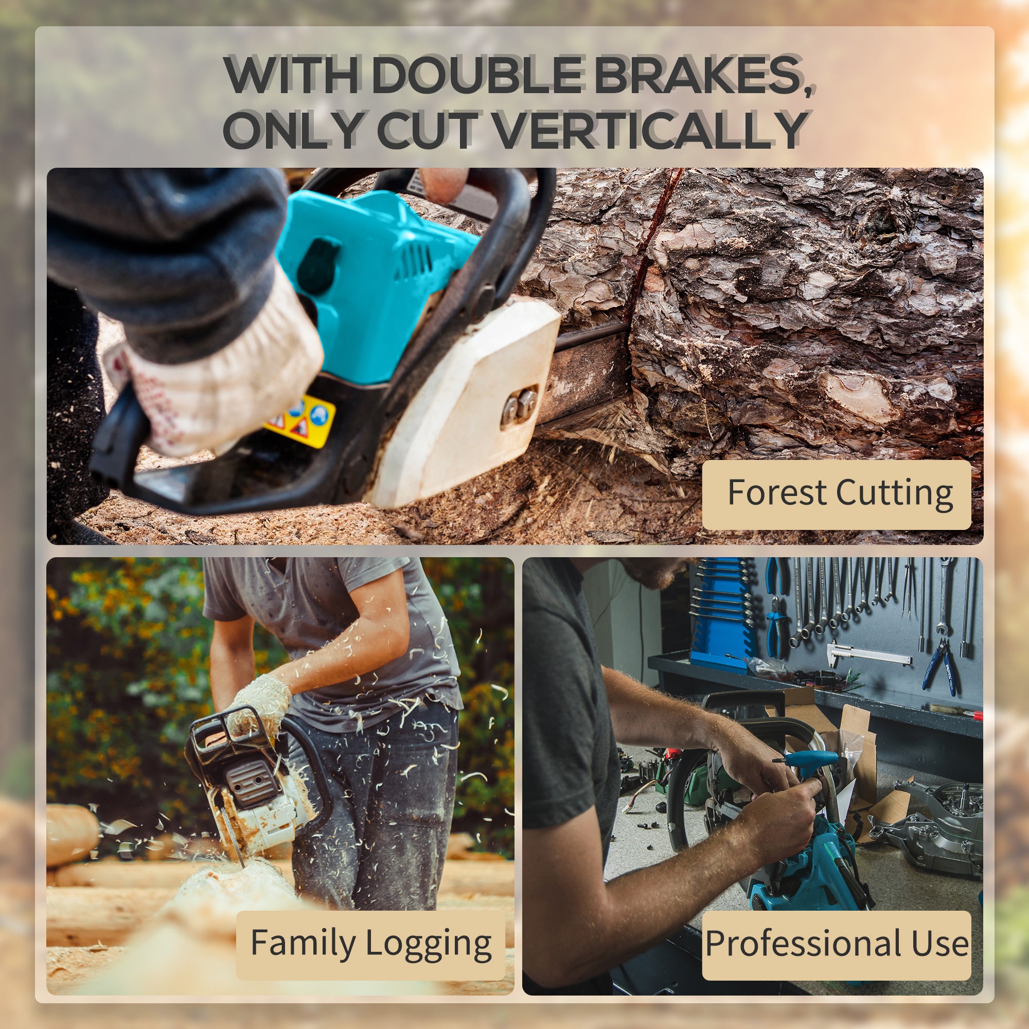 DURHAND Aluminium Chainsaw with Double Brake Protection and Blade Cover, 2000 W, 40 cm, for Wood, Trees and Branches, Blue - North Peak Garden Furniture