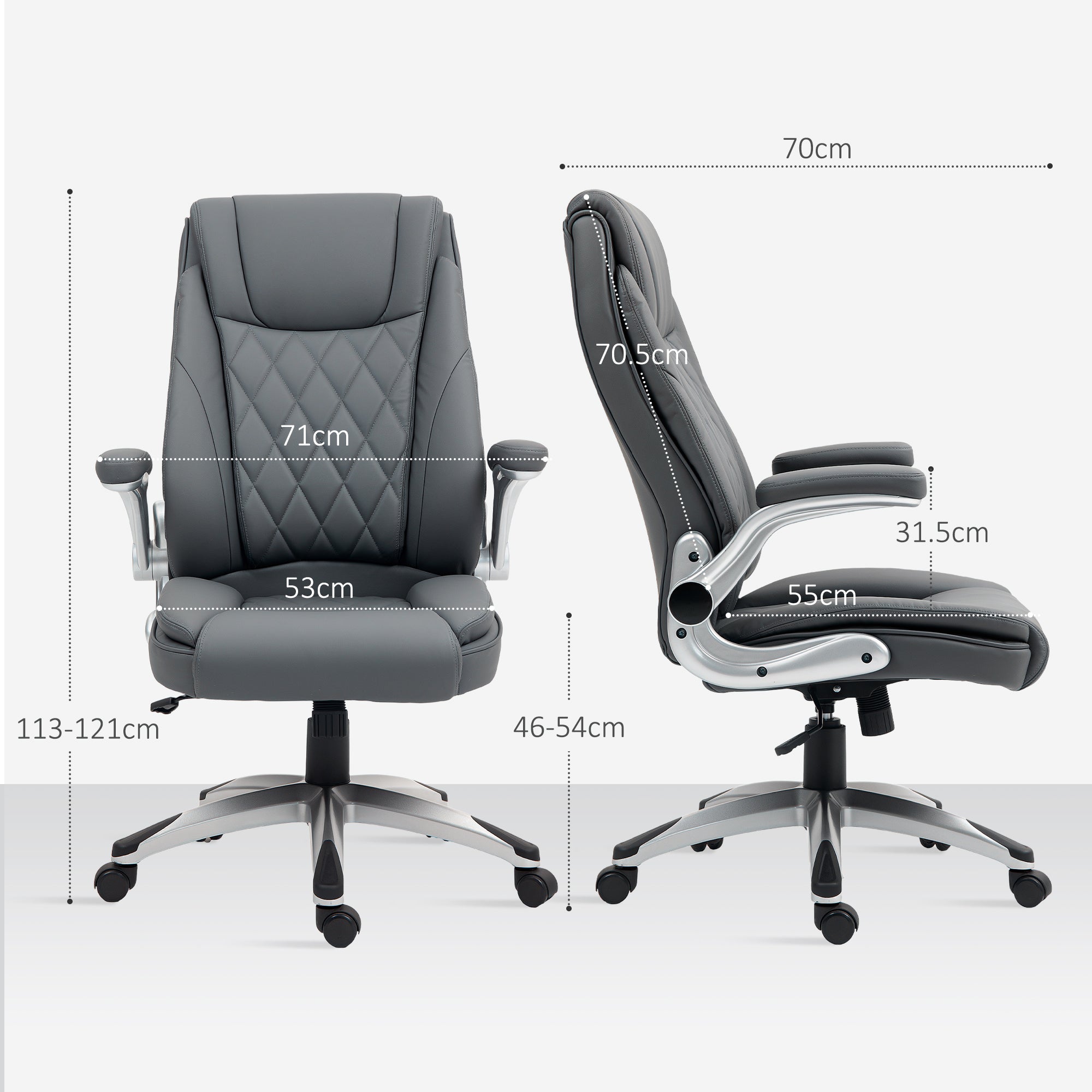 Vinsetto Faux Leather Executive Swivel Office Chair - Dark Grey - North Peak Garden Furniture