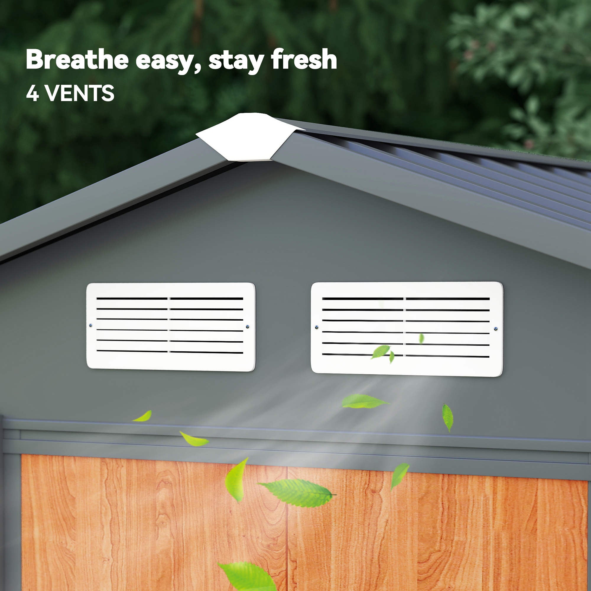 Outsunny 6.5 x 5ft Garden Shed, Metal Storage Tool House Gardening Tool Storage with Shutter Vents, Brown