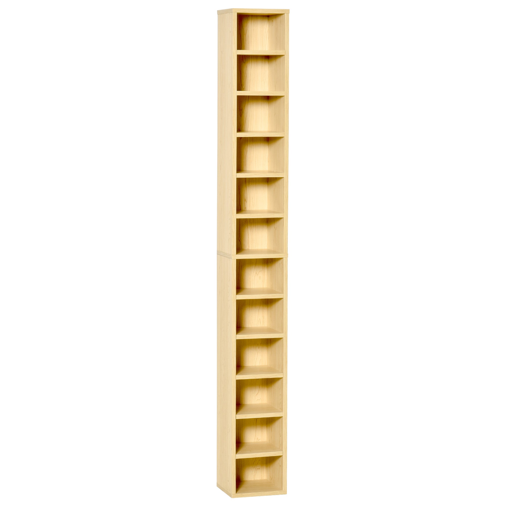 HOMCOM 204 CD Tall Narrow Media Storage Tower - Oak Tone - North Peak Garden Furniture