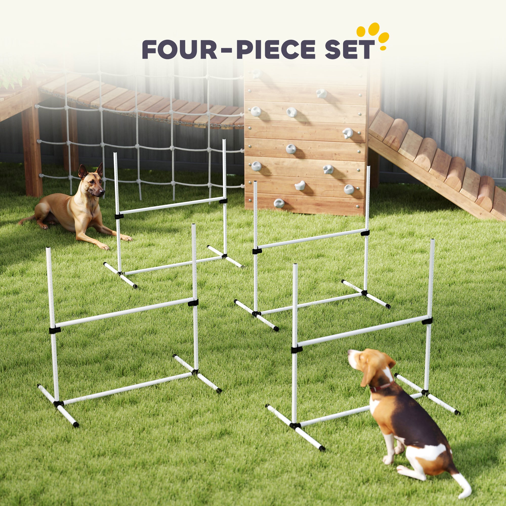 PawHut Dog Agility Equipment Training Height Adjustable Jumps Hurdle 4 Pieces with Carrying Bag for Outdoor