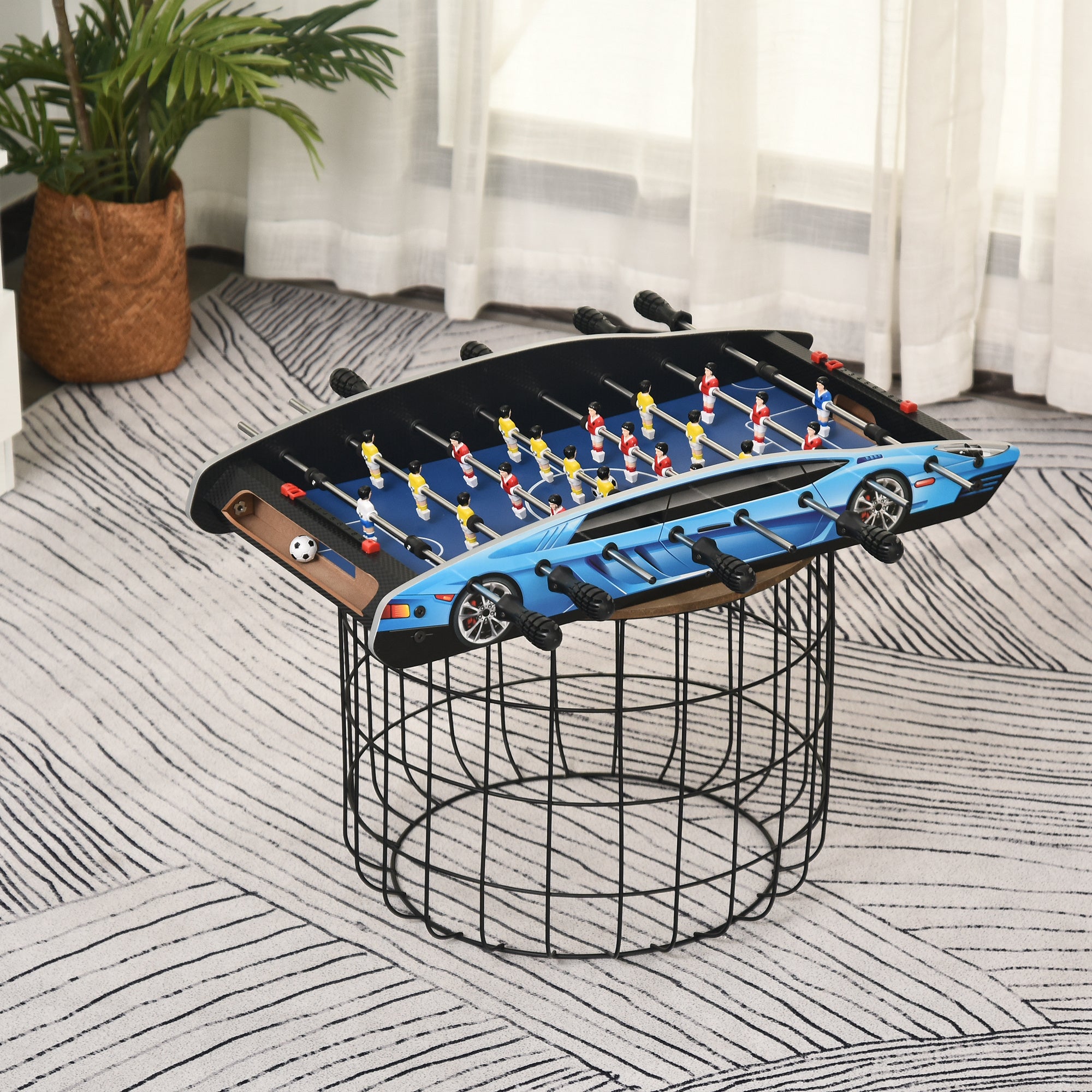 HOMCOM 29 Inch Mini Tabletop Football Foosball Gaming Table Play Fun Game Toy 74.5L x 36.1W x 12H CM - North Peak Garden Furniture