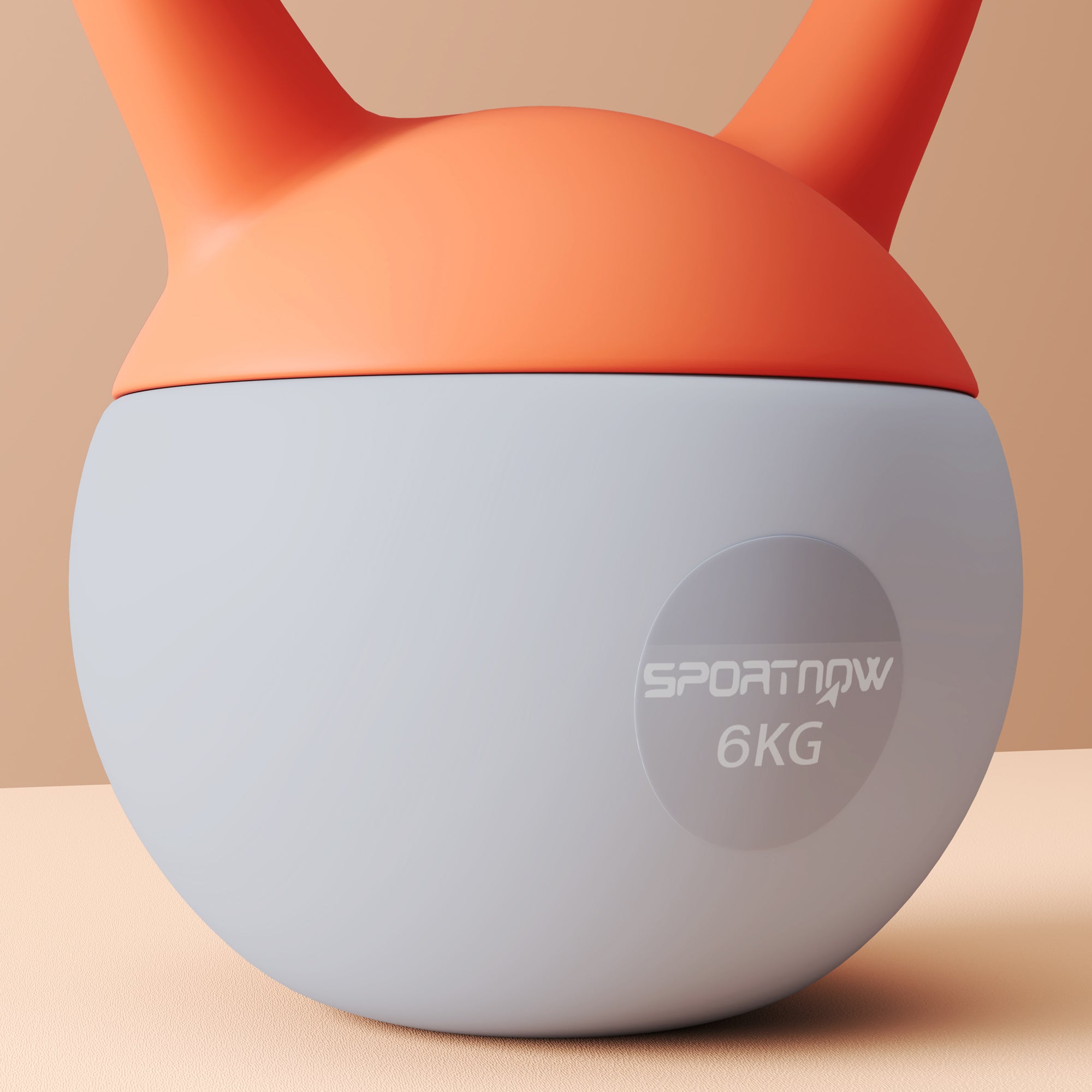 SPORTNOW Soft Kettlebell, 6kg Kettle Bell with Non-Slip Handle for Home Gym Weight Lifting and Strength Training, Orange and Grey - North Peak Garden Furniture