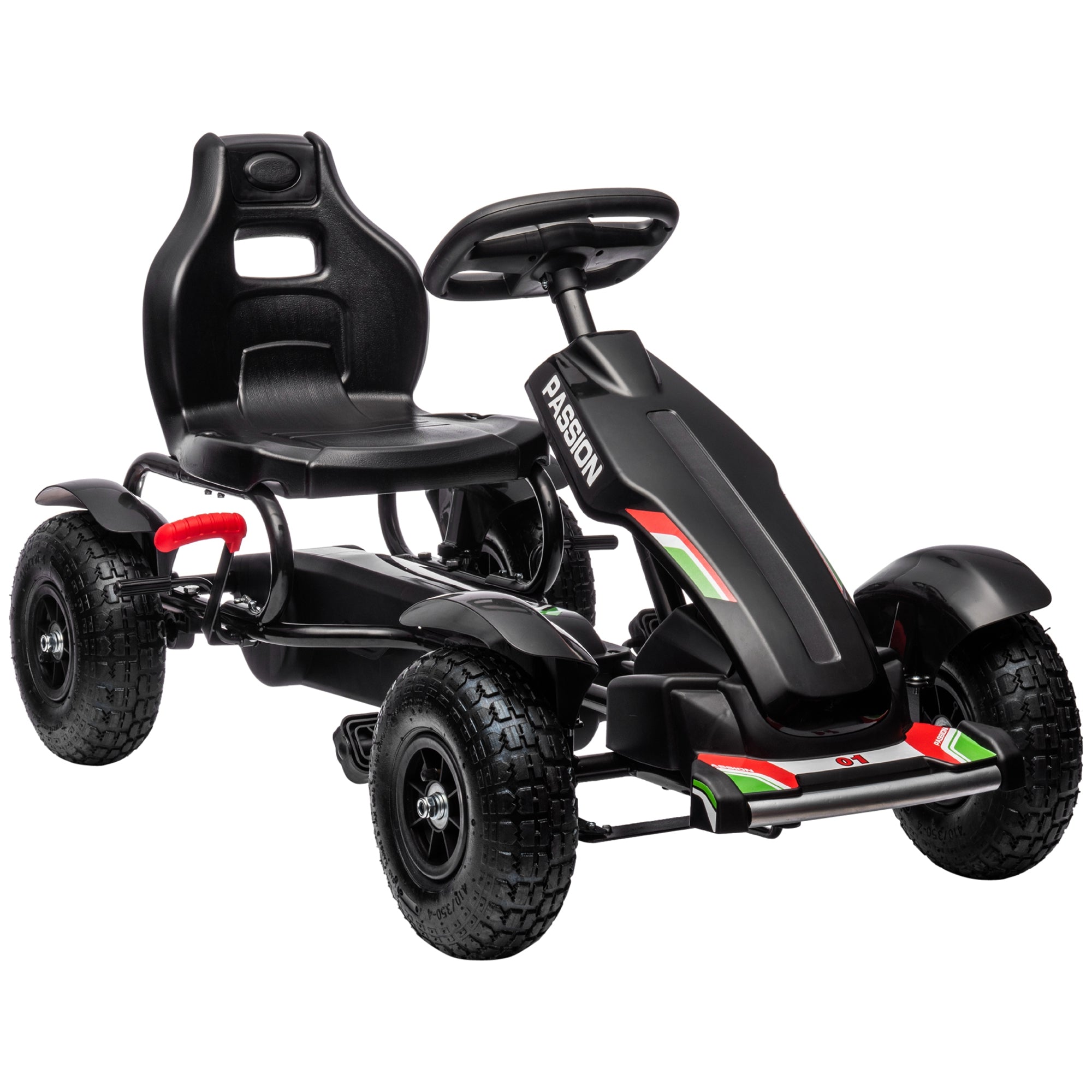 HOMCOM Metal Kids Pedal Go Kart with Adjustable Seat Inflatable Tyres Black - North Peak Garden Furniture