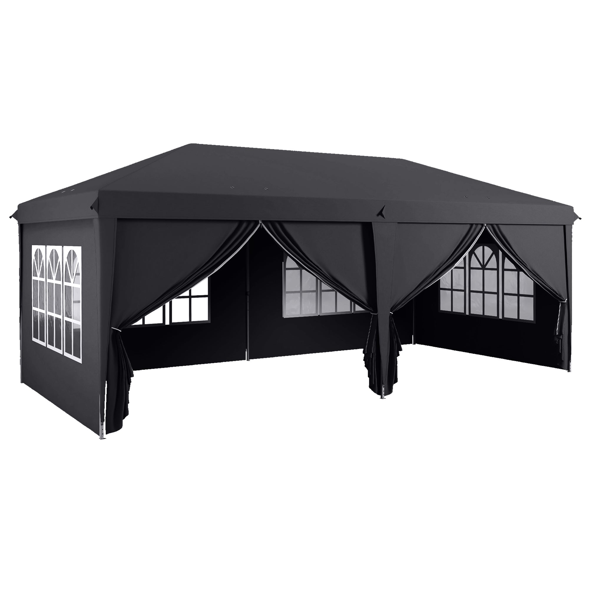 Outsunny 3 x 6m Pop-Up Gazebo, with Curtain Walls and Windows - Grey