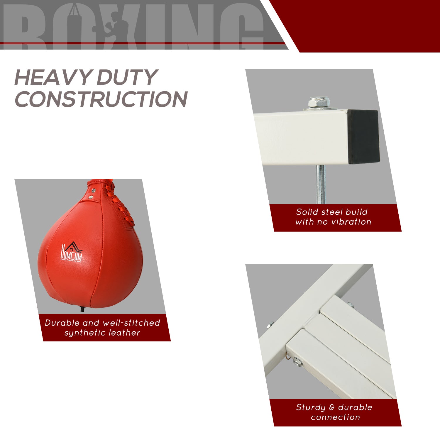 HOMCOM 170-190cm Freestanding Boxing Punch Bag Hanger & Speed Ball Station Platform Hanging Frame Home Gym, White - North Peak Garden Furniture