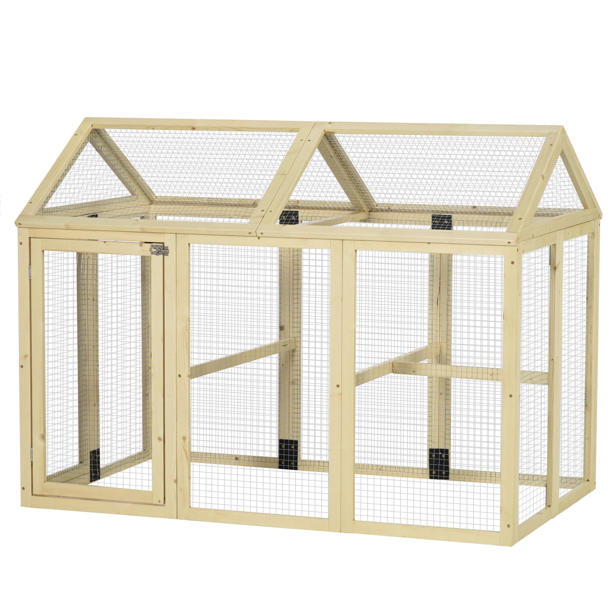 PawHut Large Chicken Run, Wooden Chicken coop, with Combinable Design - Natural Wood Finish - North Peak Garden Furniture