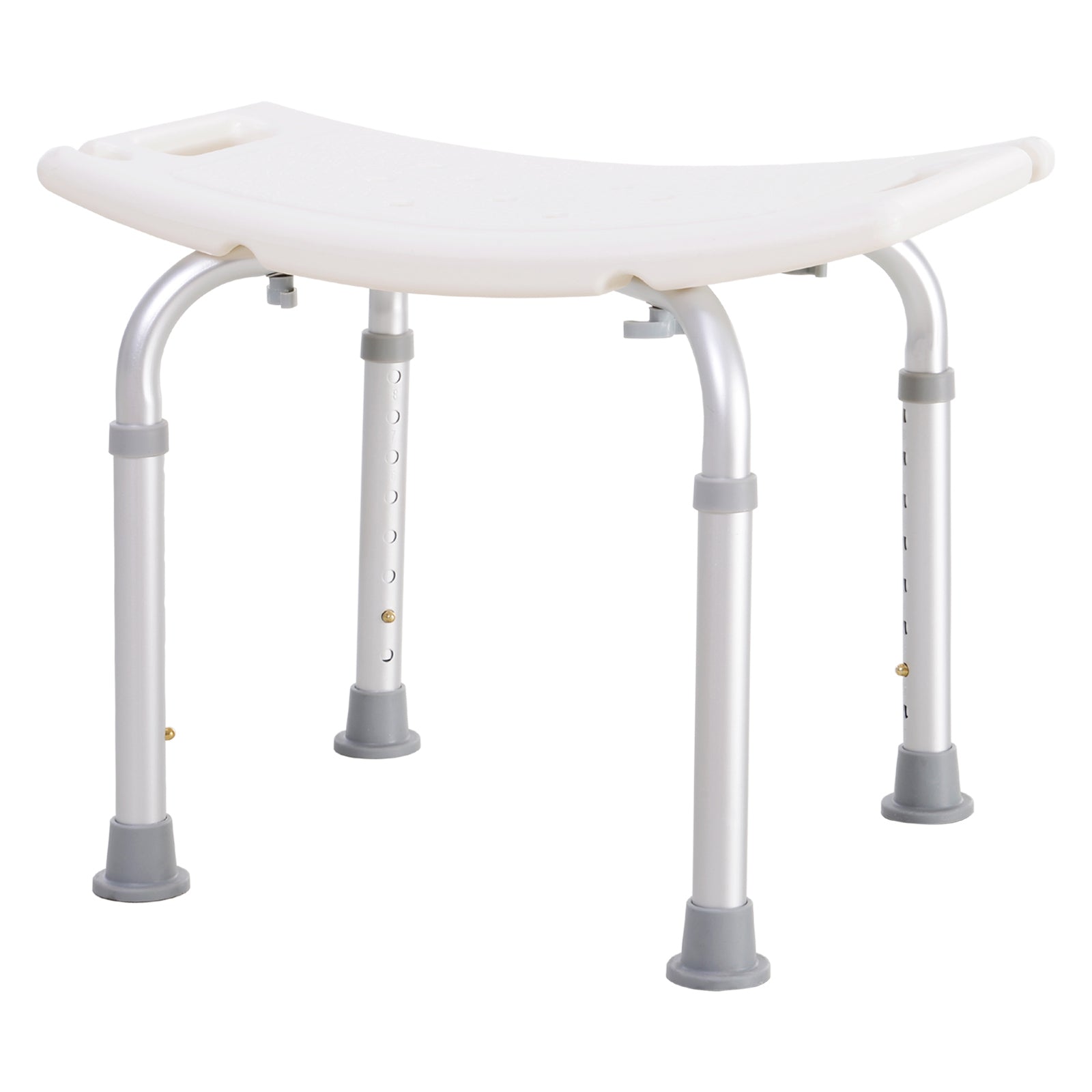 HOMCOM Height Adjustable Bath Stool, Aluminium Shower Stool with Non-Slip Pads for Elderly, Disabled, Seniors, Pregnant, White