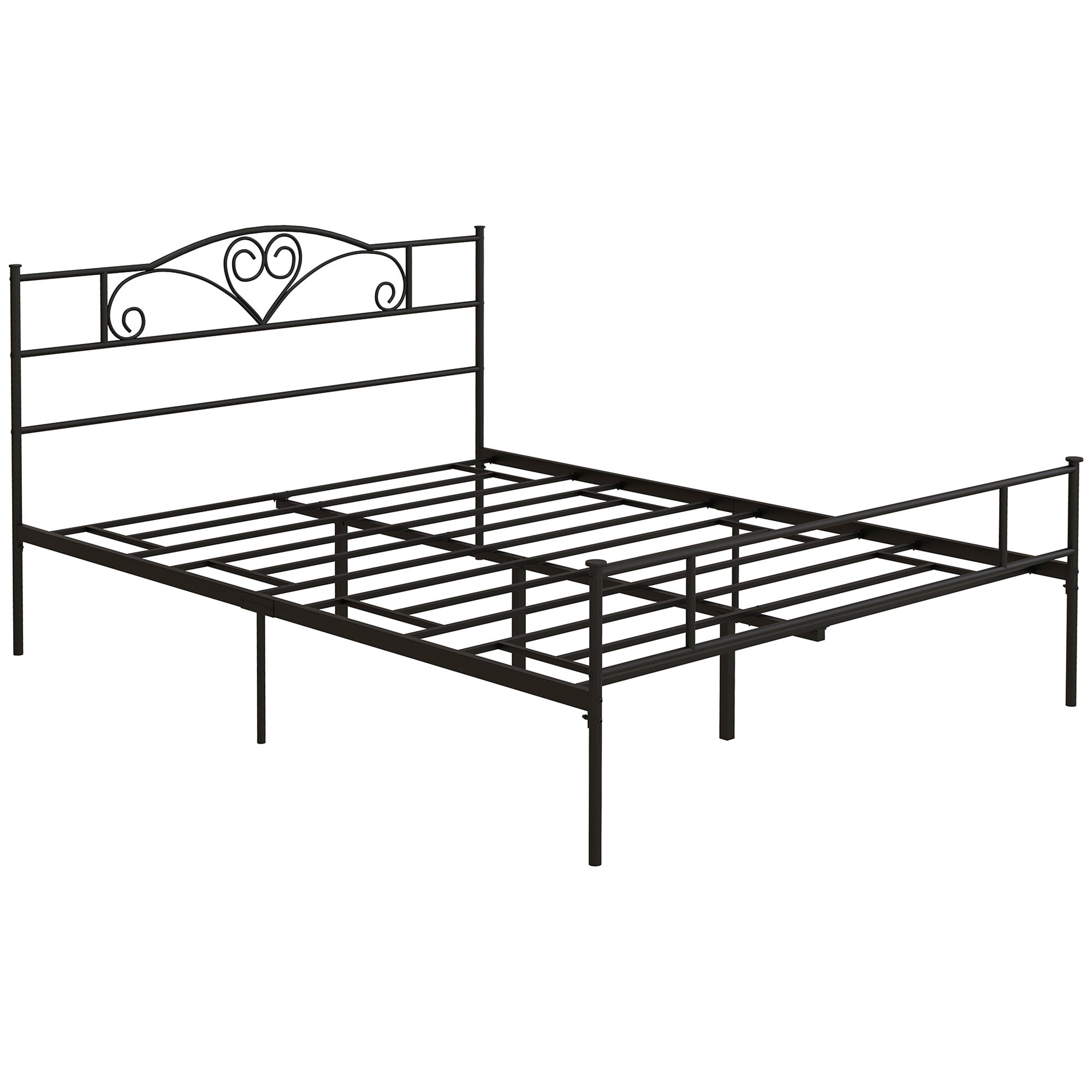 HOMCOM King Size Bed Frame, 5ft4 Metal Bed Base with Headboard and Footboard, 31cm Underneath Storage Space for Bedroom - North Peak Garden Furniture