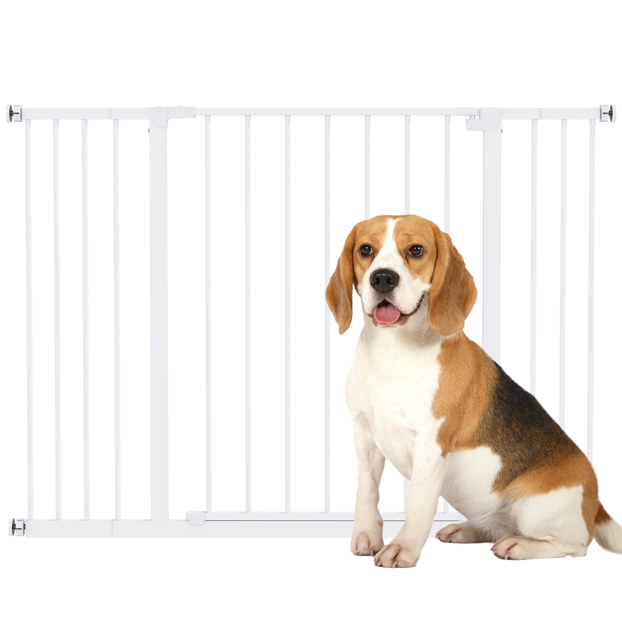 PawHut Dog Gate Pet Safety Gate Stair Barrier Pressure Fit Adjustable 76-82/86-97/101-107 cm, White