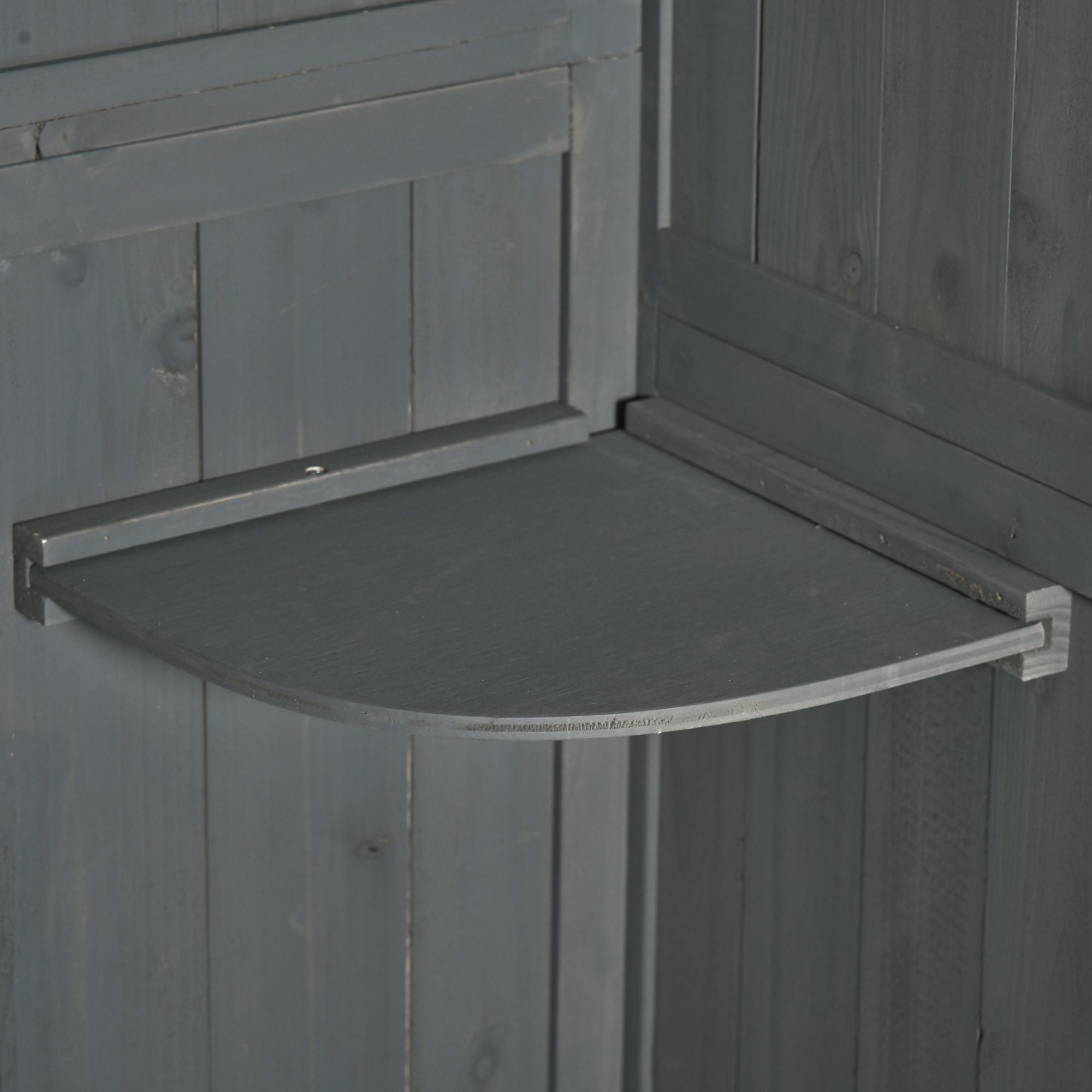 Outsunny Wooden Garden Shed, Utility Outdoor Small Shed with Lockable Double Doors, Shelves and Roof Hatch, Grey - North Peak Garden Furniture