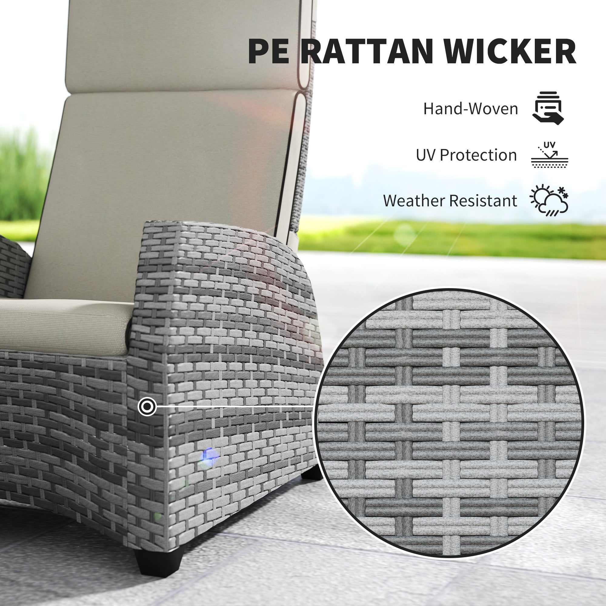 Outsunny 5-Piece Rattan Garden Furniture Set with Cushions - Grey - North Peak Garden Furniture