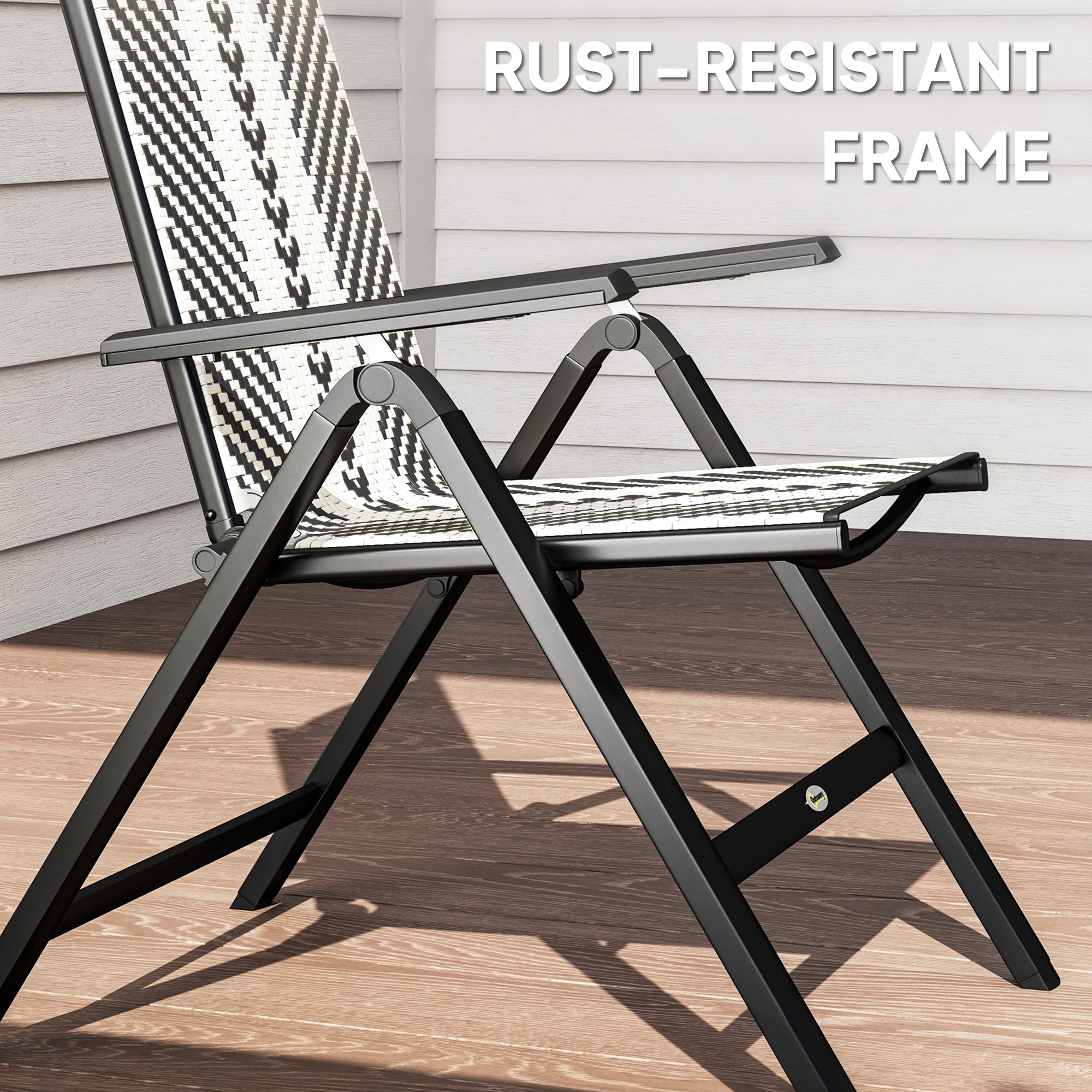 Outsunny Rattan Reclining Garden Chairs - Black - North Peak Garden Furniture