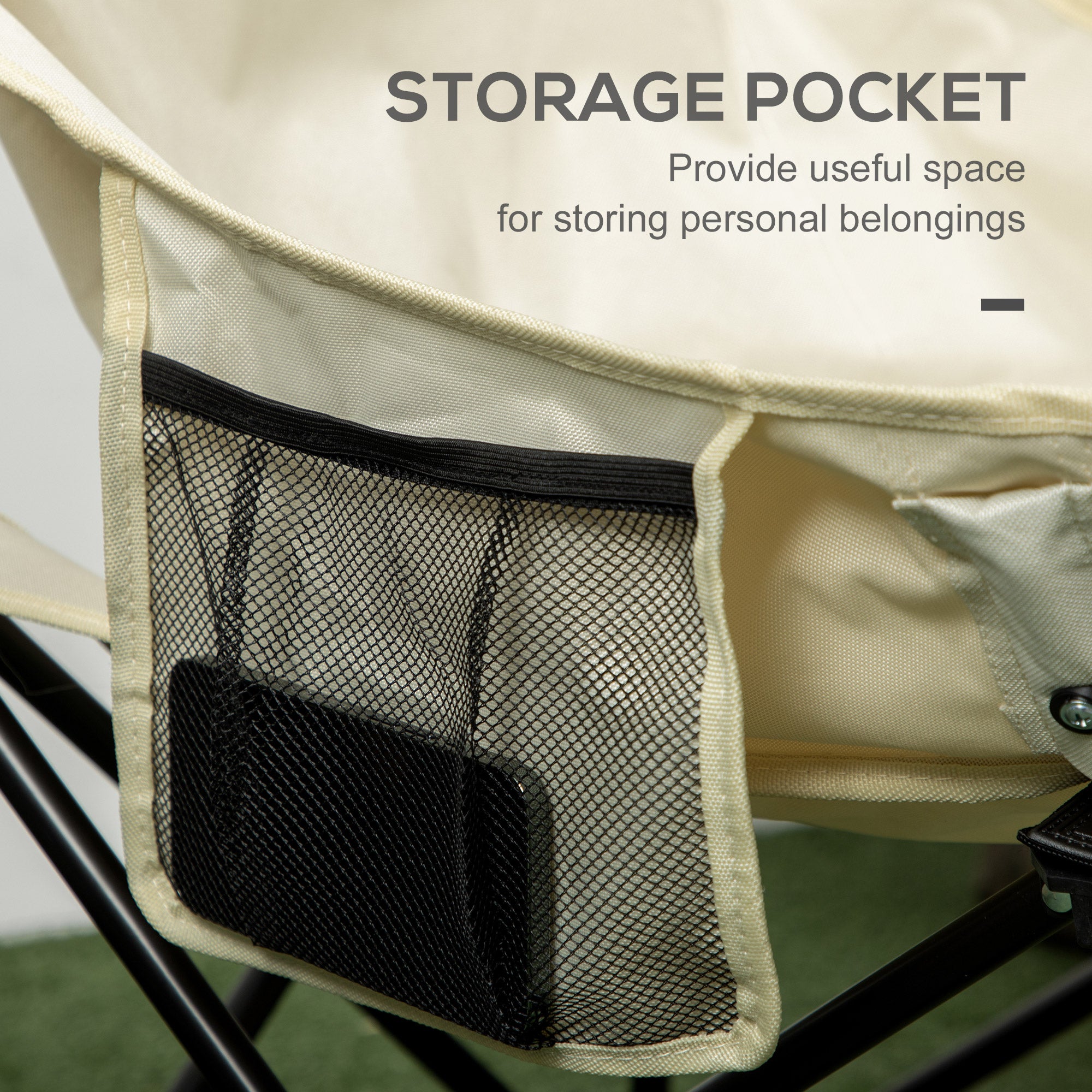 Outsunny Camping Chair, Lightweight Folding Chair with Carrying Bag and Storage Pocket, Perfect for Festivals, Fishing, Beach and Hiking, White - North Peak Garden Furniture