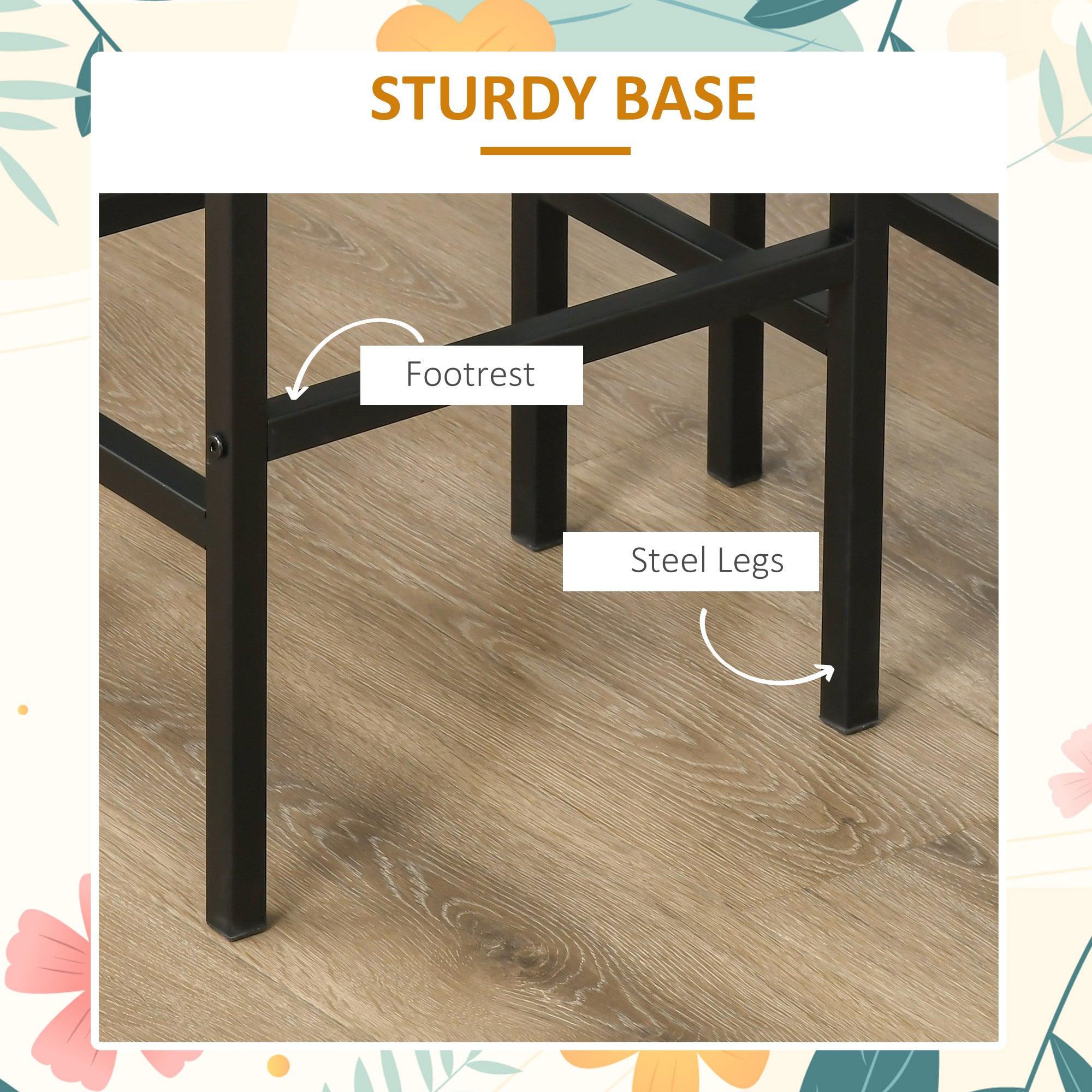 HOMCOM Industrial Bar Stools, Set of 2 Kitchen Breakfast Bar Chairs with Footrest, Counter Height Island Stools for Dining Area, Home Pub, Rustic Brown