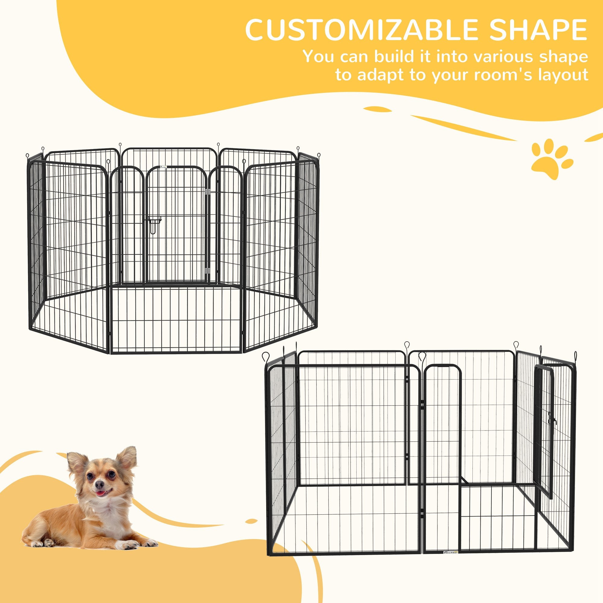 PawHut 8 Panels Heavy Duty Puppy Playpen, for Large, Medium Dogs, Indoor and Outdoor Use - Black - North Peak Garden Furniture
