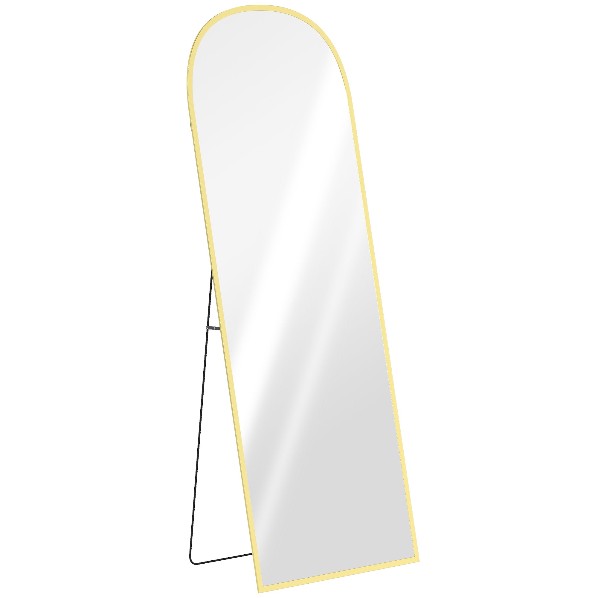 HOMCOM 165cm Aluminium Frame Standing Mirror - Gold - North Peak Garden Furniture