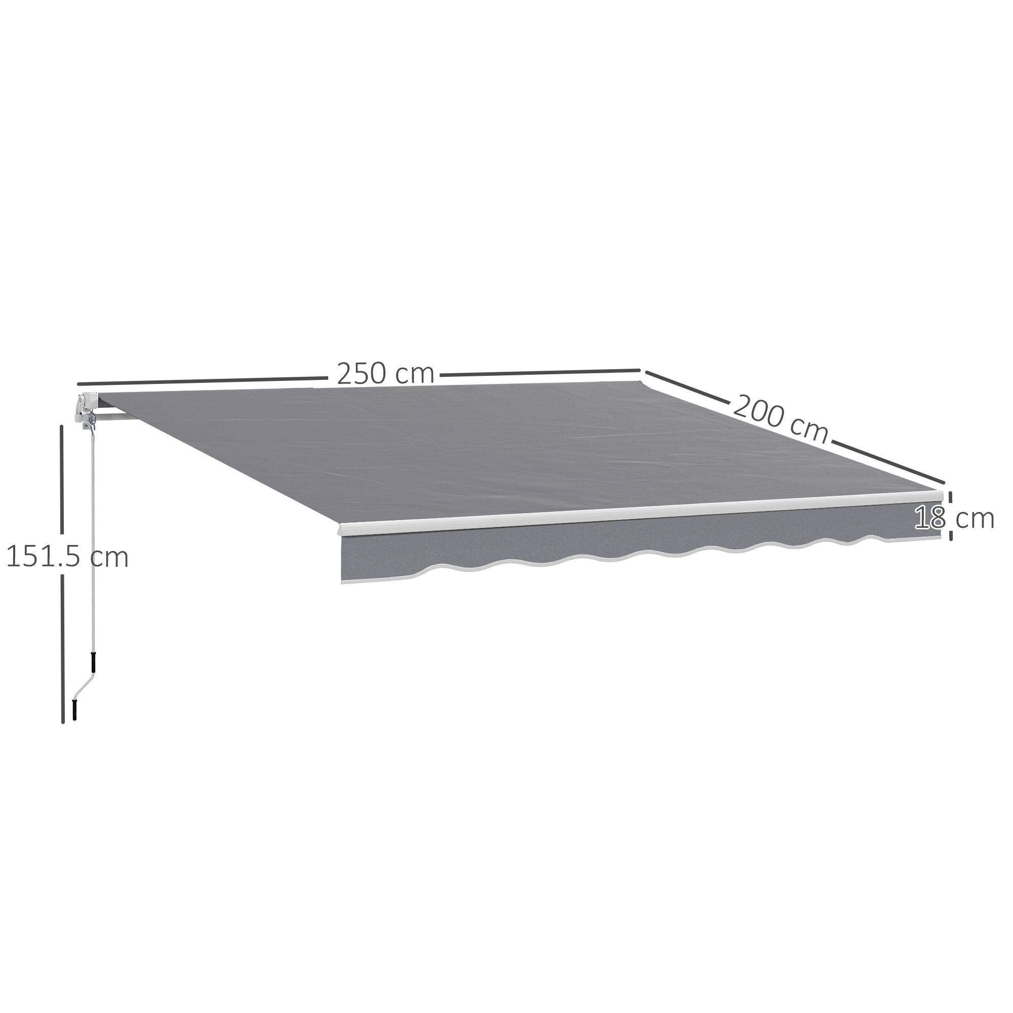 Outsunny 2 x 2.5m Manual Retractable Awning - Dark Grey - North Peak Garden Furniture