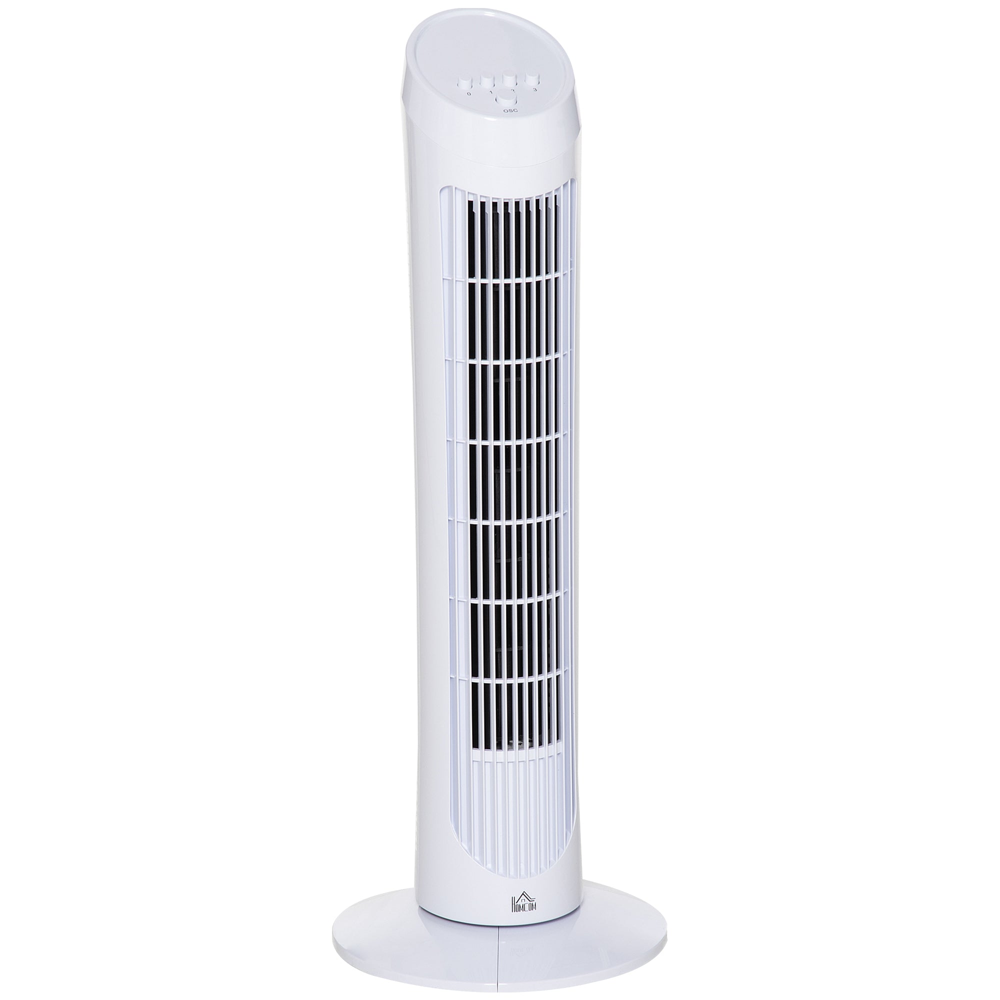 HOMCOM Tower Fan for Bedroom Cooling, 30 Inch Electric 70° Oscillating Fan with 3 Speed Settings, Standing Floor Fan for Home Office Indoor, White - North Peak Garden Furniture