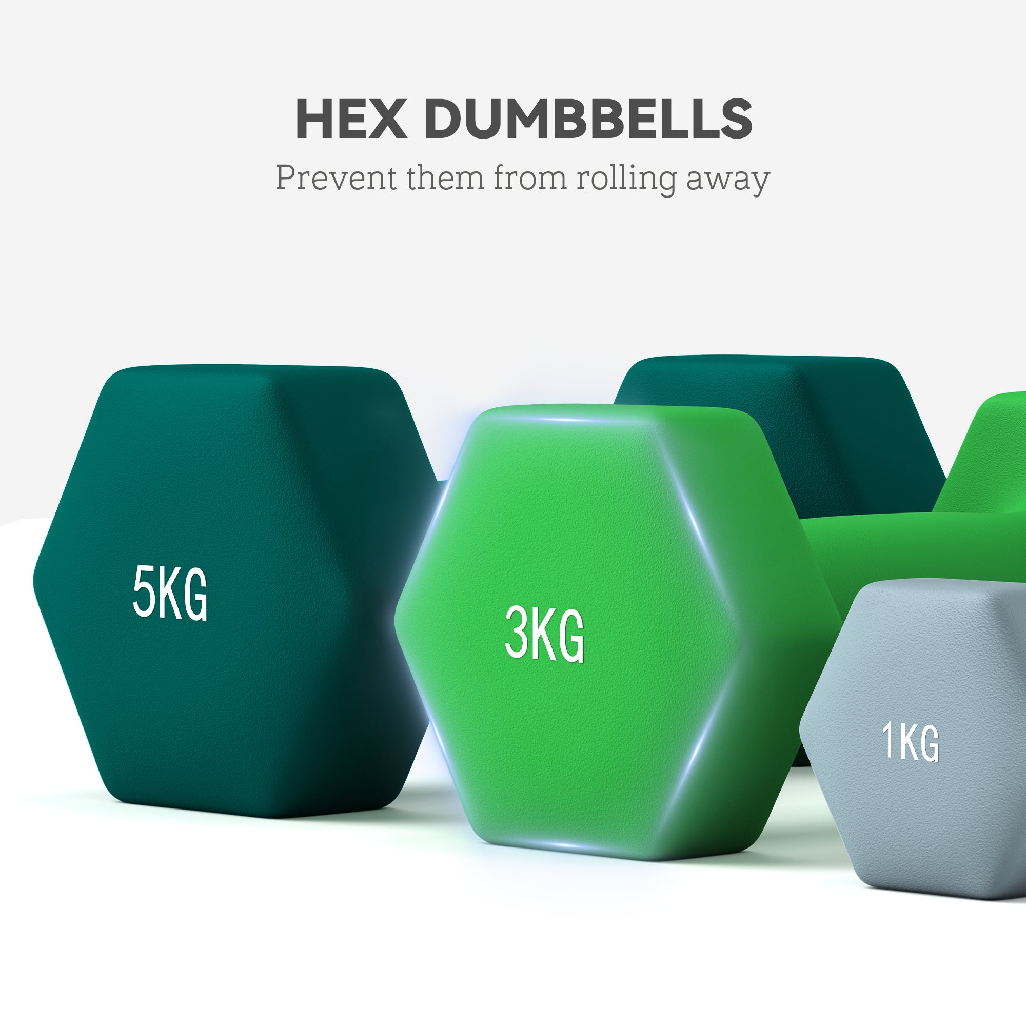 SPORTNOW Dumbbells Set with Carry Storage Rack, Set of 6 Weights for Home Gym Kettlebell Training Weight Lifting Exercise, 2 x 1kg, 2 x 3kg, 2 x 5kg