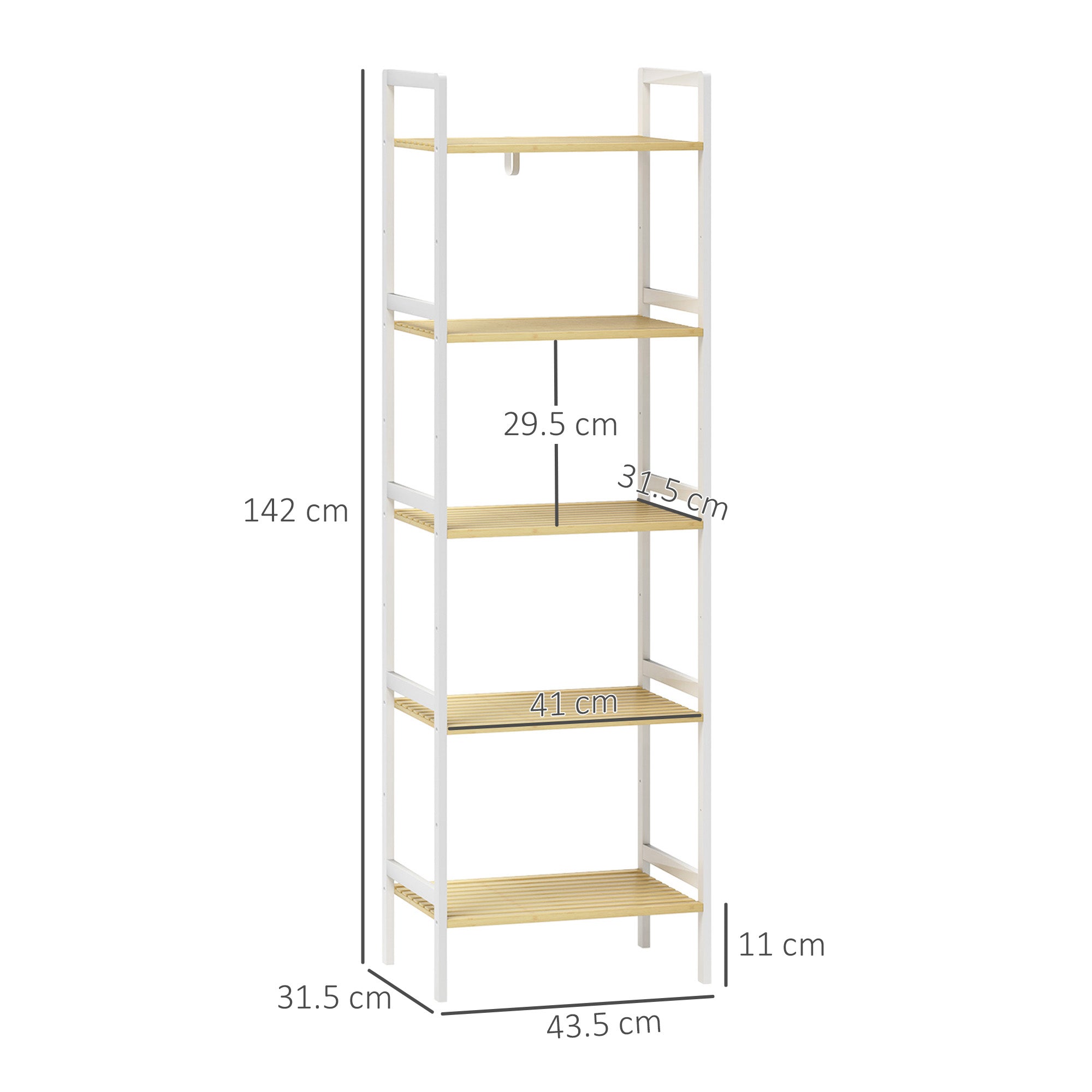 HOMCOM Five-Tier Bamboo Adjustable Shelf Storage Unit - North Peak Garden Furniture