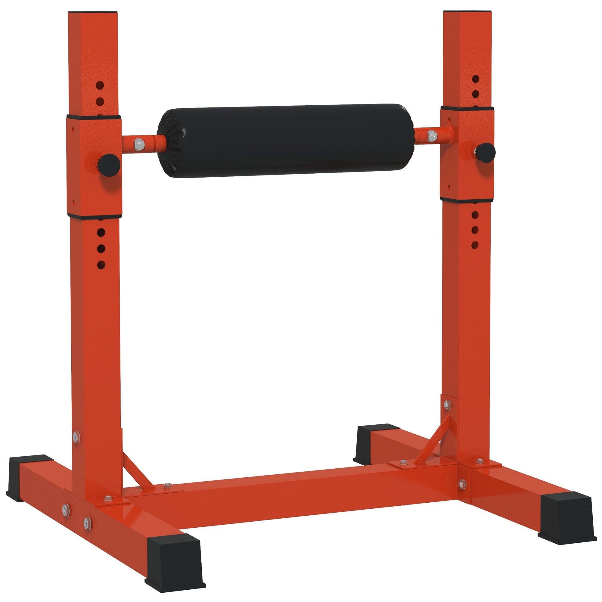 SPORTNOW Bulgarian Split Squat Stand, 12-Level Adjustable Single Leg Squat Machine with Foam Roller and Anti-Slip Pads for Lower Body Strength Training, Red - North Peak Garden Furniture