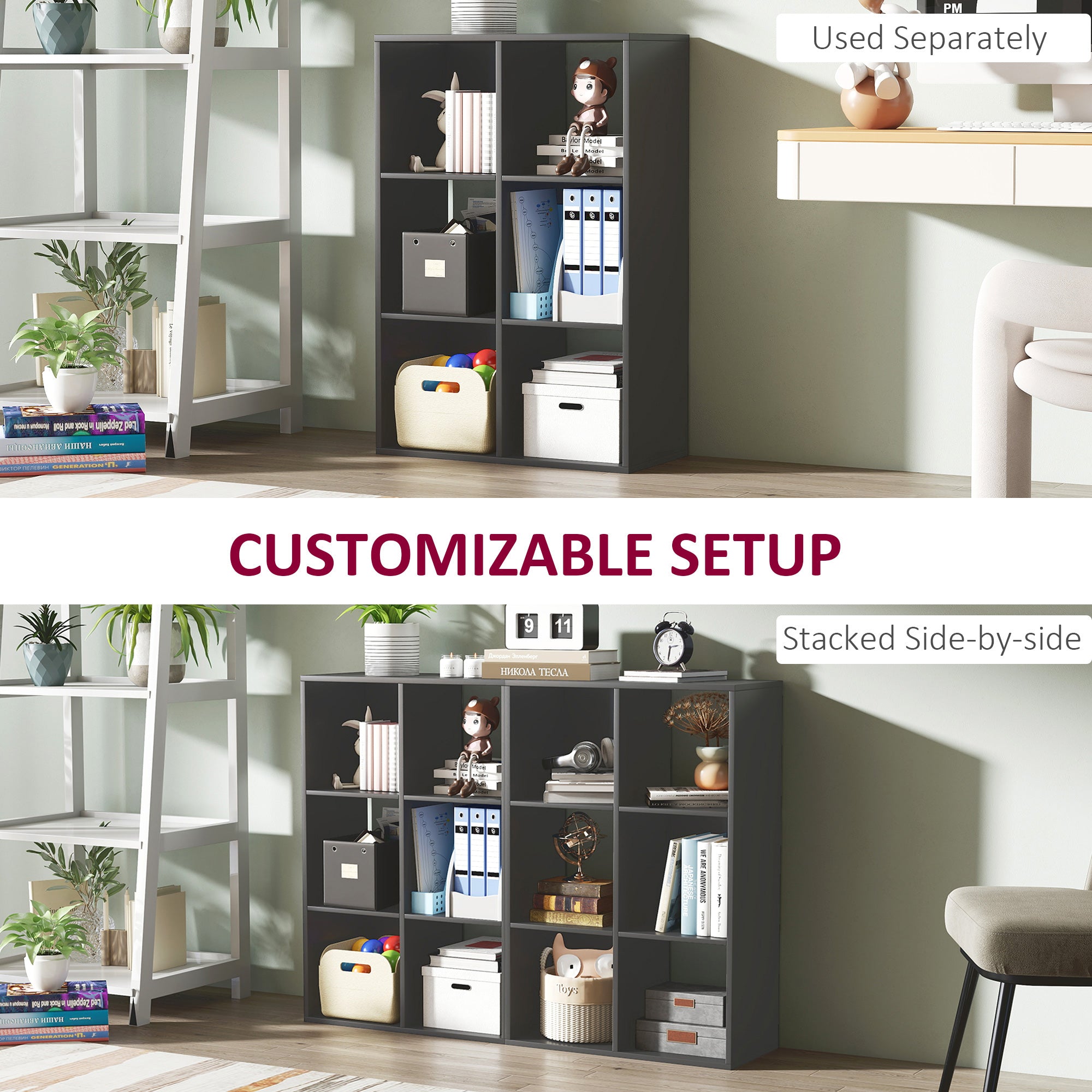 HOMCOM 6-Cube Bookshelf - Black