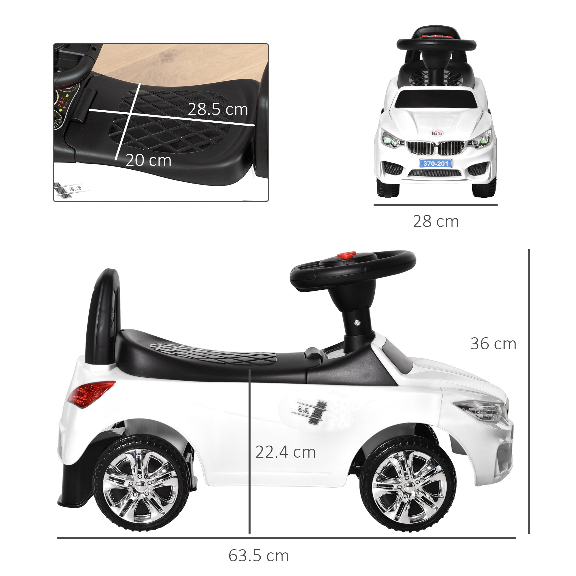 HOMCOM Ride on Car Baby Toddler Walker Foot to Floor Sliding Car Slider White - North Peak Garden Furniture