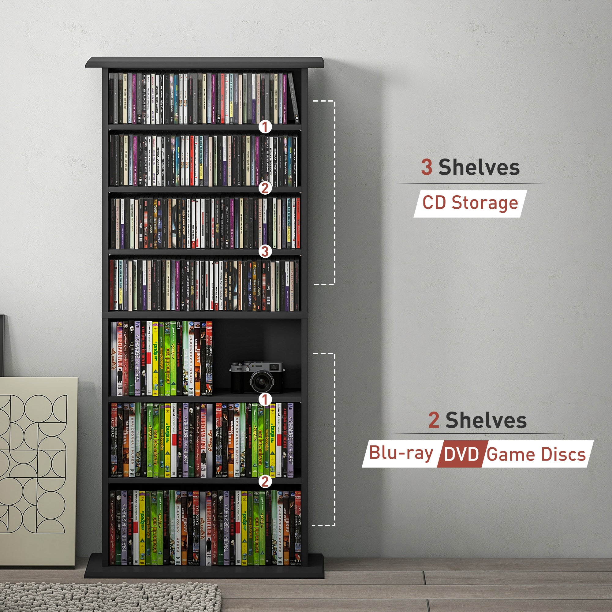 HOMCOM 360 CD Storage Unit - Black - North Peak Garden Furniture