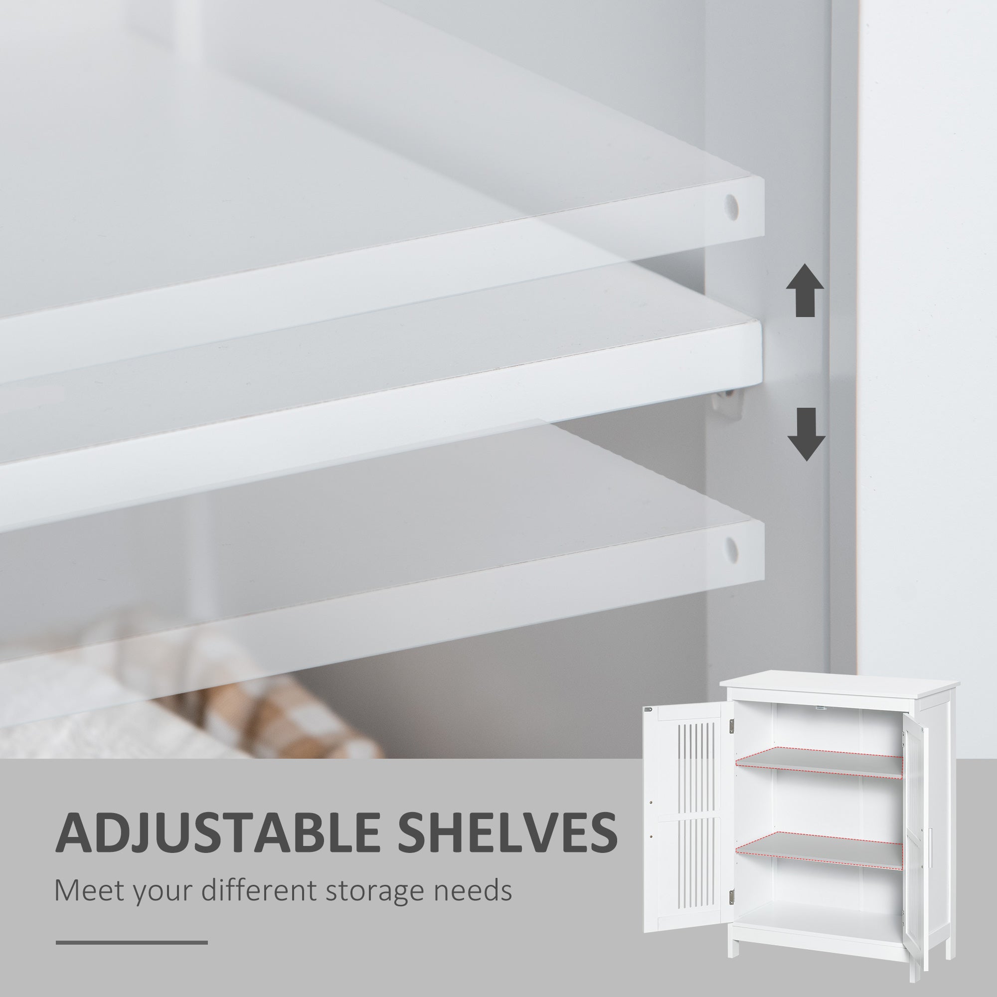 kleankin Modern Bathroom Floor Cabinet - White - North Peak Garden Furniture