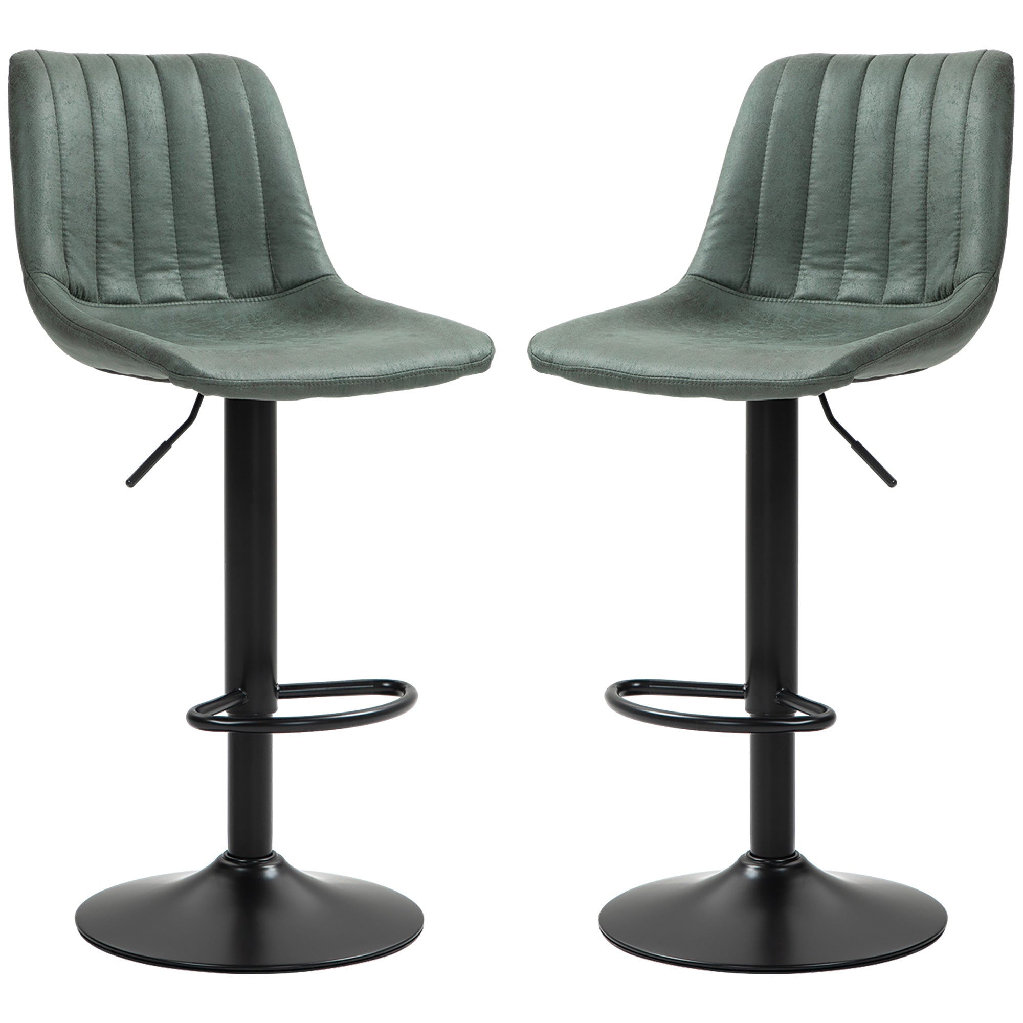 HOMCOM Set of Two Retro Tub Bar Stools - Green