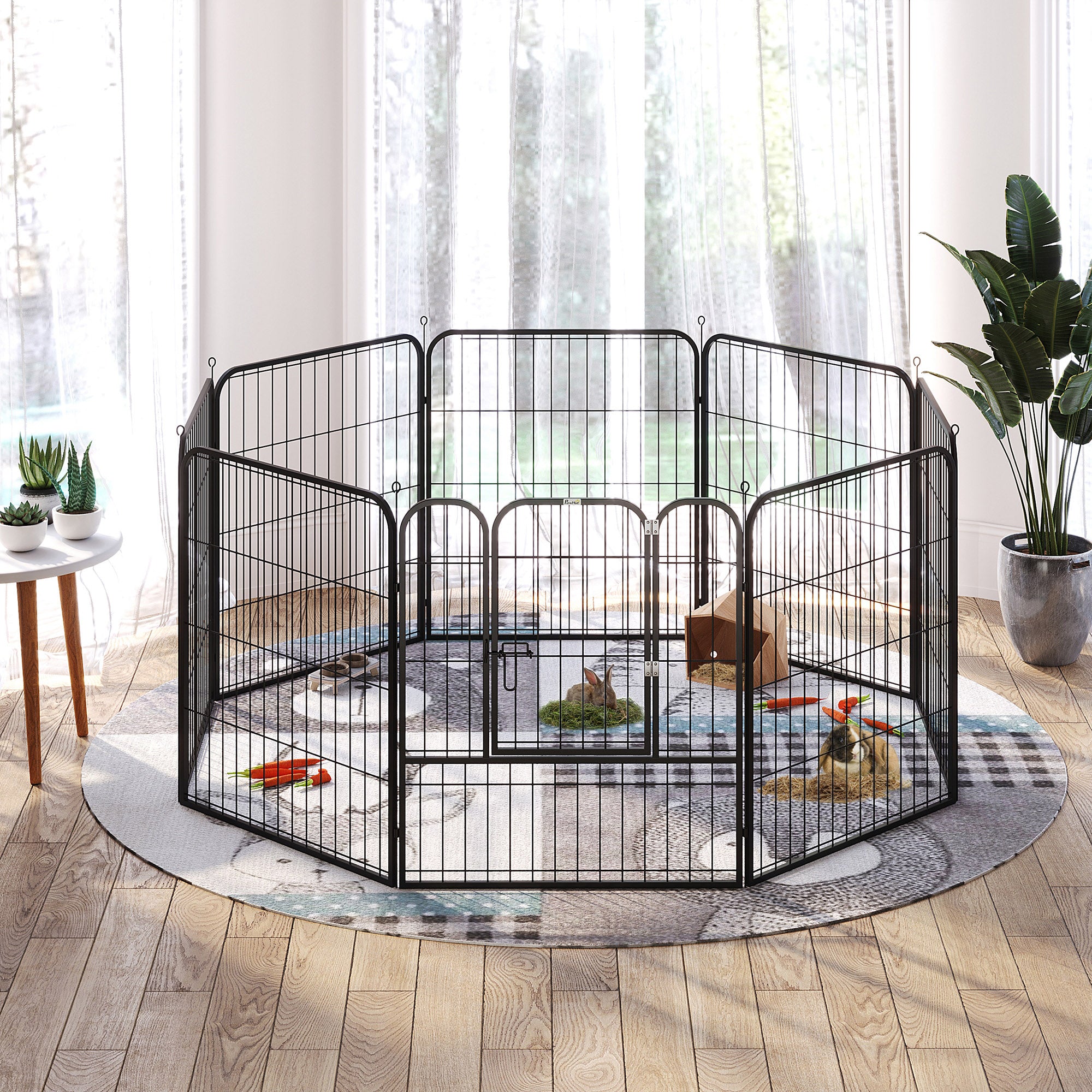 PawHut 8 Panels Heavy Duty Puppy Playpen, for Small and Medium Dogs, Indoor and Outdoor Use - Black