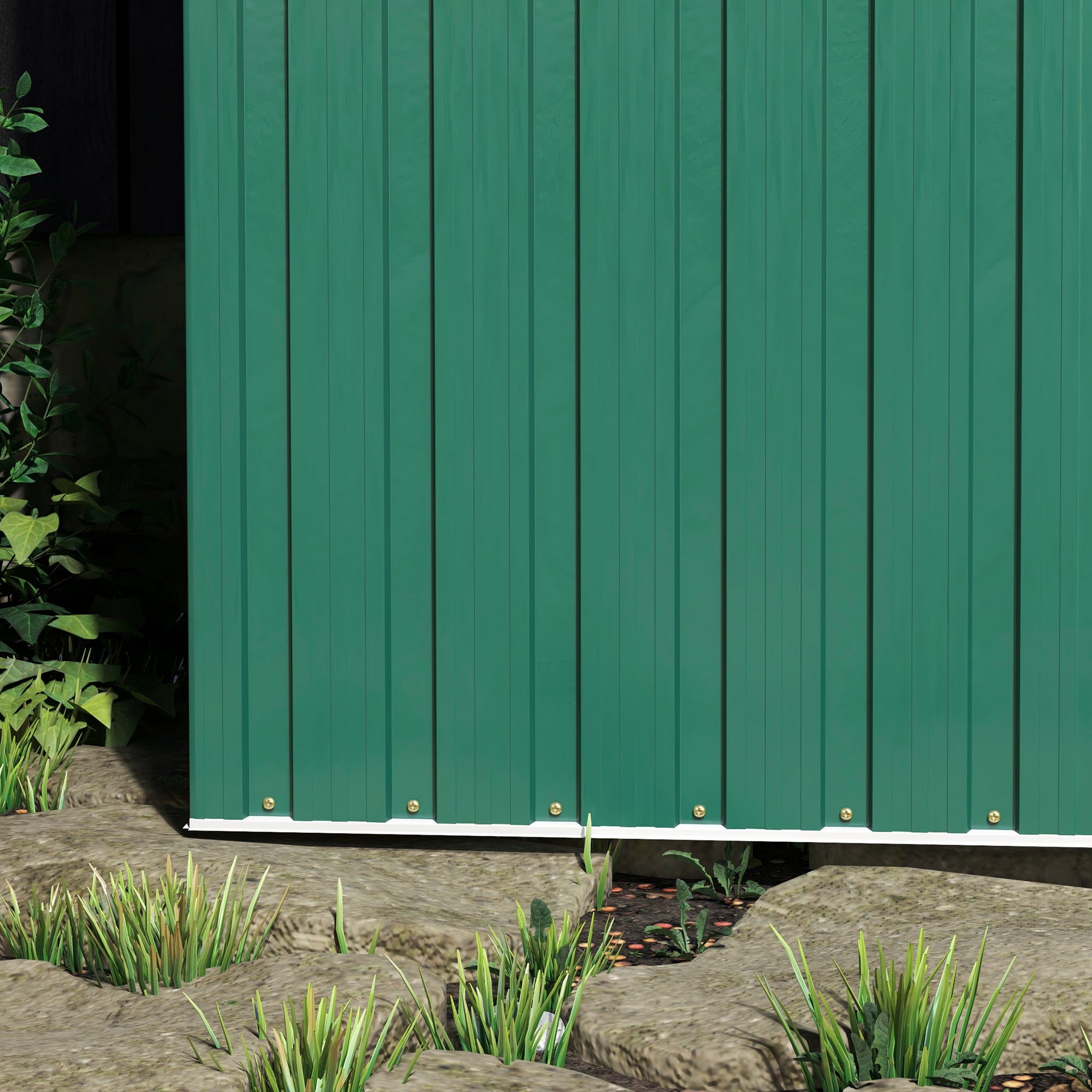 Outsunny 5 x 3ft Garden Storage Shed with Sliding Door and Sloped Roof Outdoor Equipment Tool Garden, Green - North Peak Garden Furniture