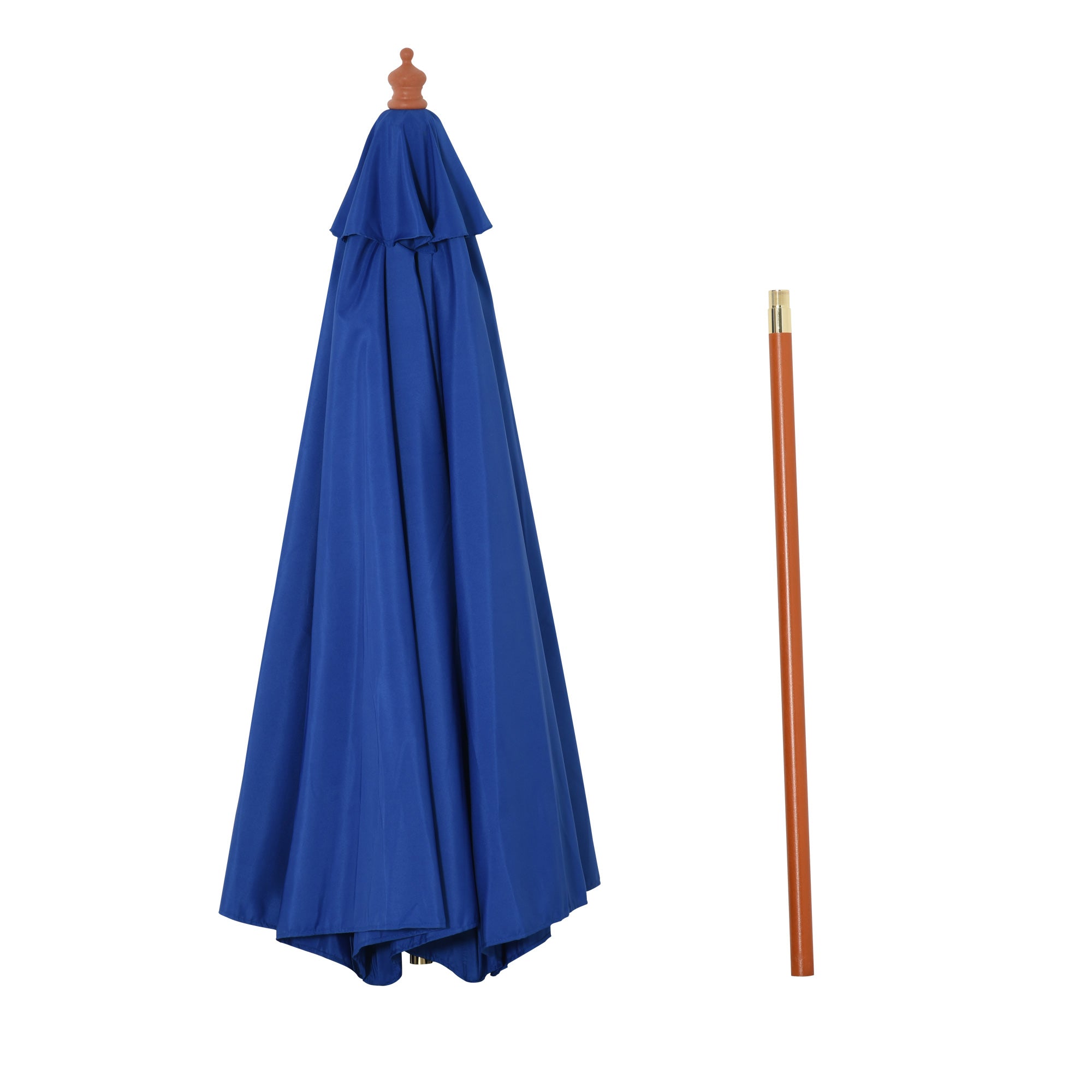 Outsunny 2.5m Garden Parasol Umbrella, Outdoor Market Table Umbrella with Wooden Pole & 8 Fibre Glass Ribs, Round Sun Shade Canopy, Blue - North Peak Garden Furniture