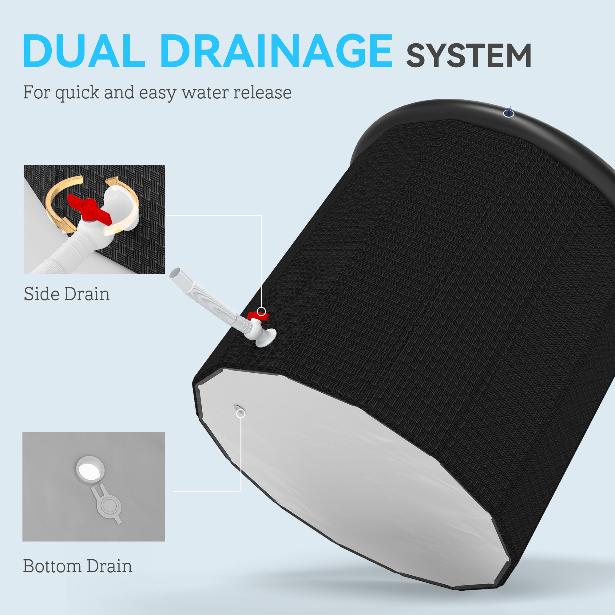 SPORTNOW Ice Bath Tub Outdoor, 300L Portable Cold Water Therapy Tub, Recovery Cold Plunge Pool with Lid, Cover and Carry Bag for Athletes, Black - North Peak Garden Furniture