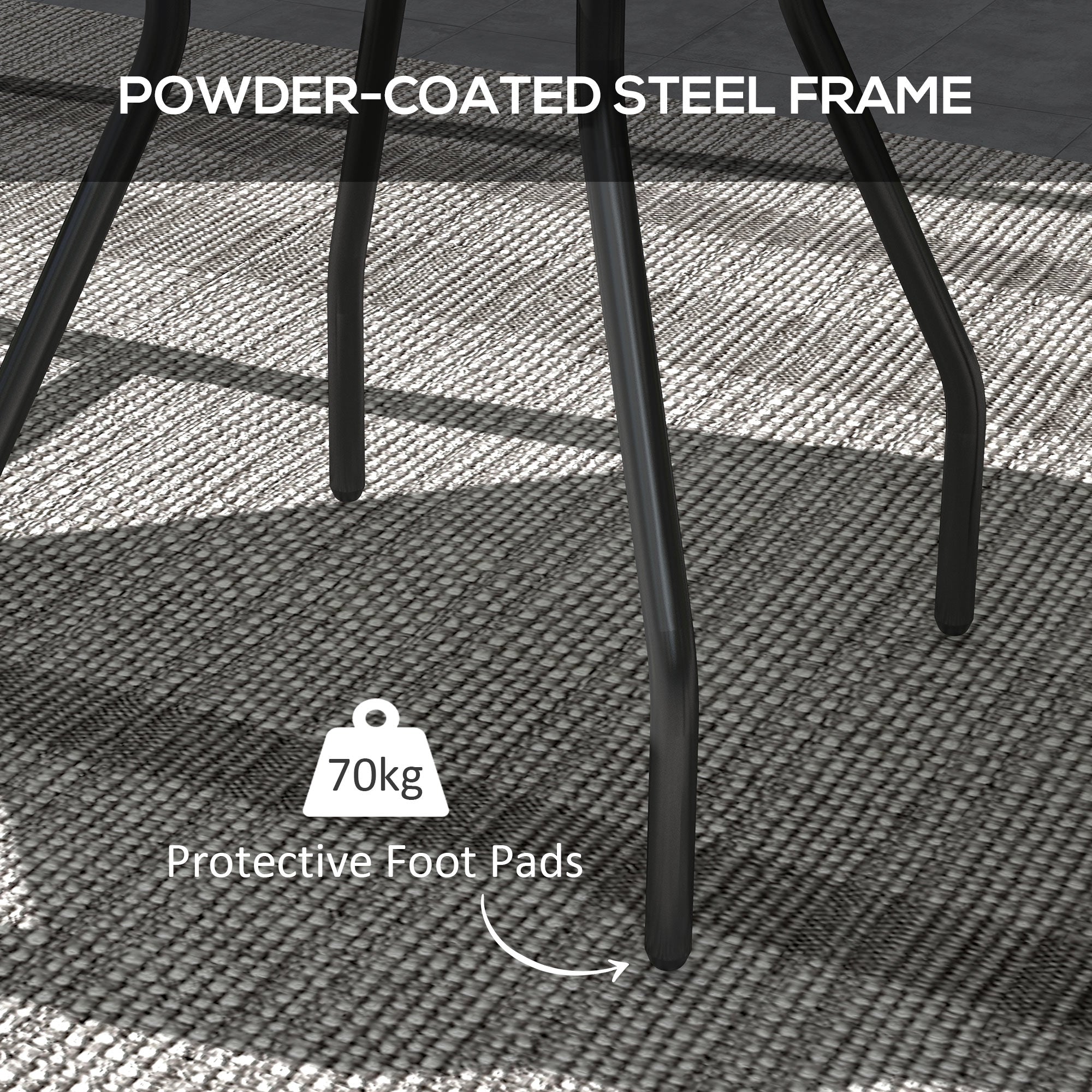 Outsunny Φ60 Garden Table, with Glass Printed Tabletop - Multicolour - North Peak Garden Furniture