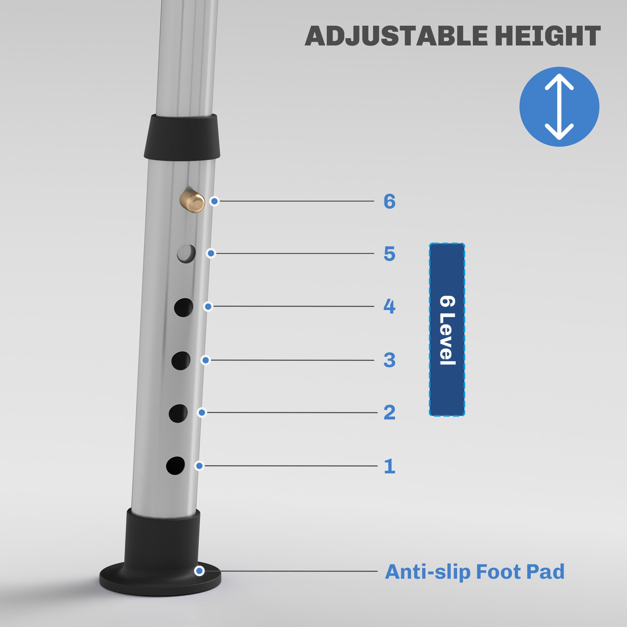 HOMCOM Shower Stool with Backrest, Height Adjustable Shower Chair with Anti-slip Foot Pads, Shower Head Holder, Light Blue