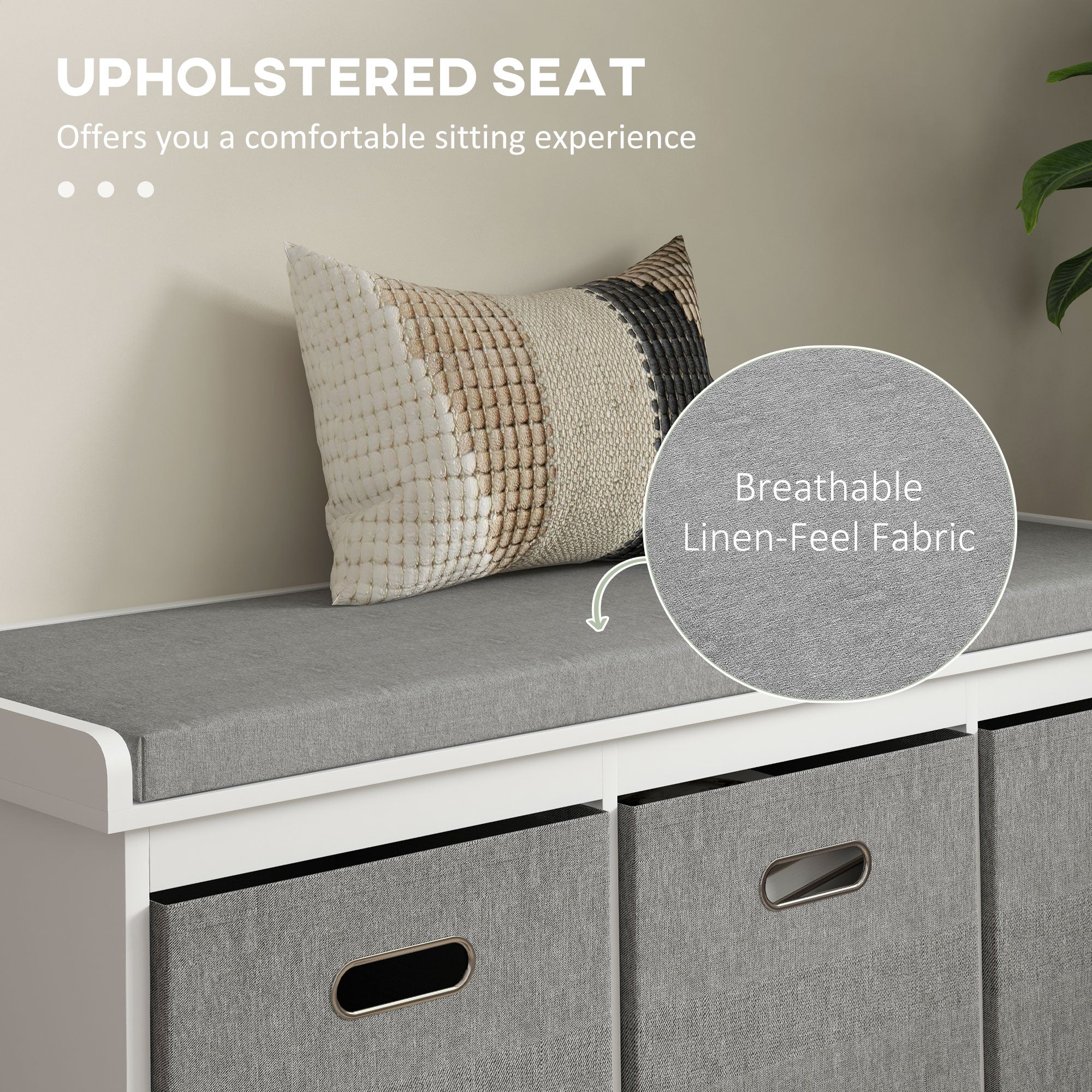 HOMCOM Three-Drawer Shoe Storage Bench, with Padded Top Seat - White - North Peak Garden Furniture