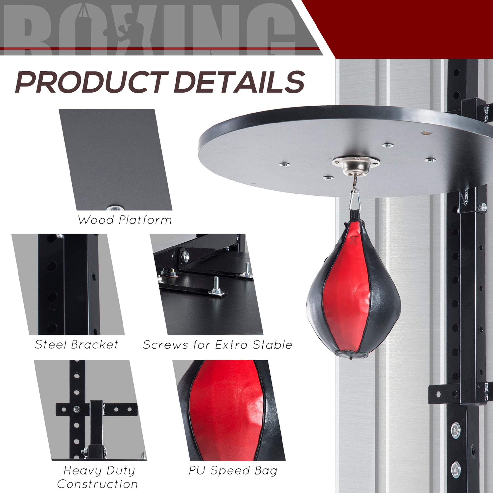HOMCOM Speedball Platform Punch Bag Frame Swivel Bracket MMA Exercise Training Workout w/Ball - North Peak Garden Furniture