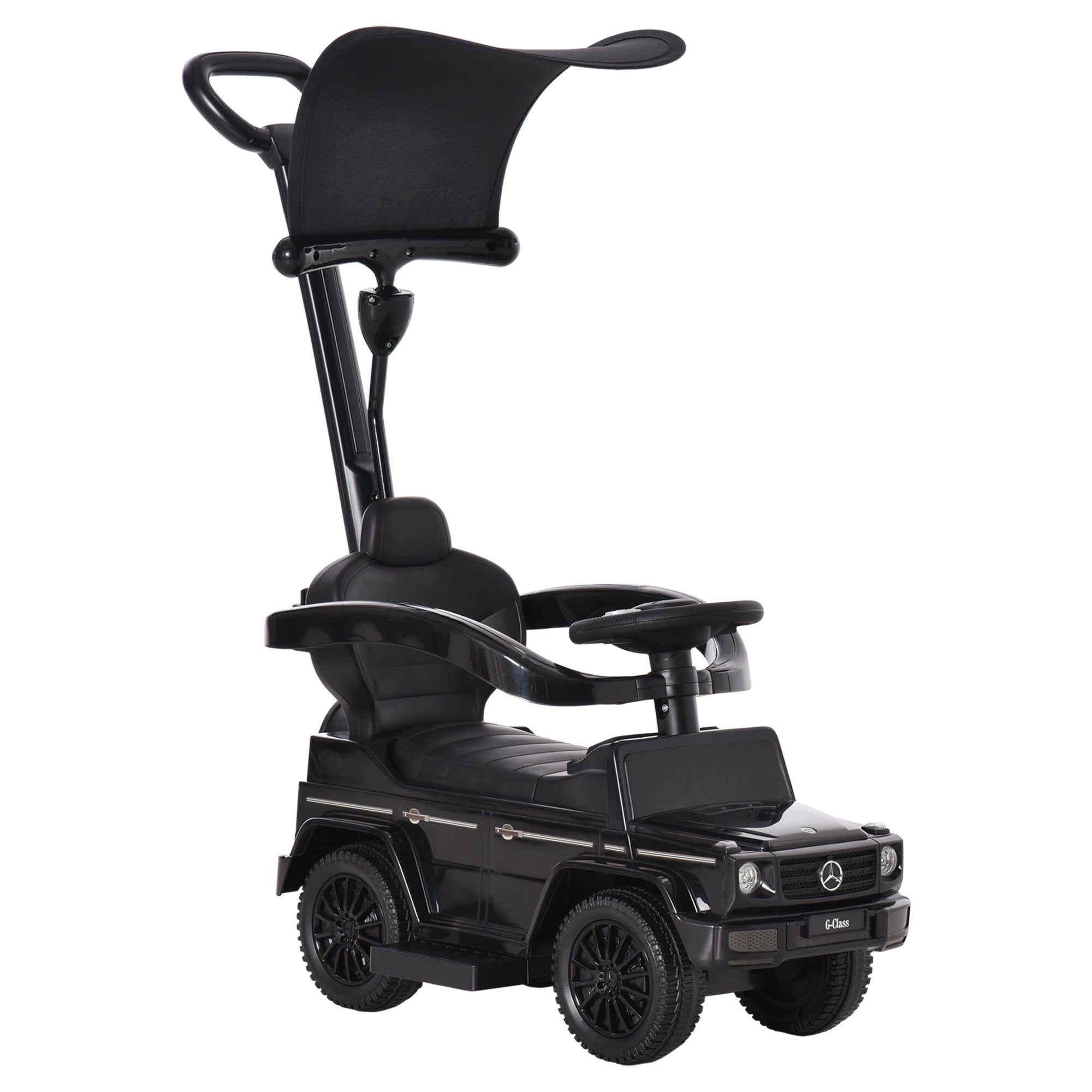 HOMCOM 3 in 1 Kids Children Ride on Push Car Toddler Sliding Car G350 Licensed Walker Foot to Floor Slider Push-Along with Horn Steering Wheel NO POWER Manual, Black - North Peak Garden Furniture